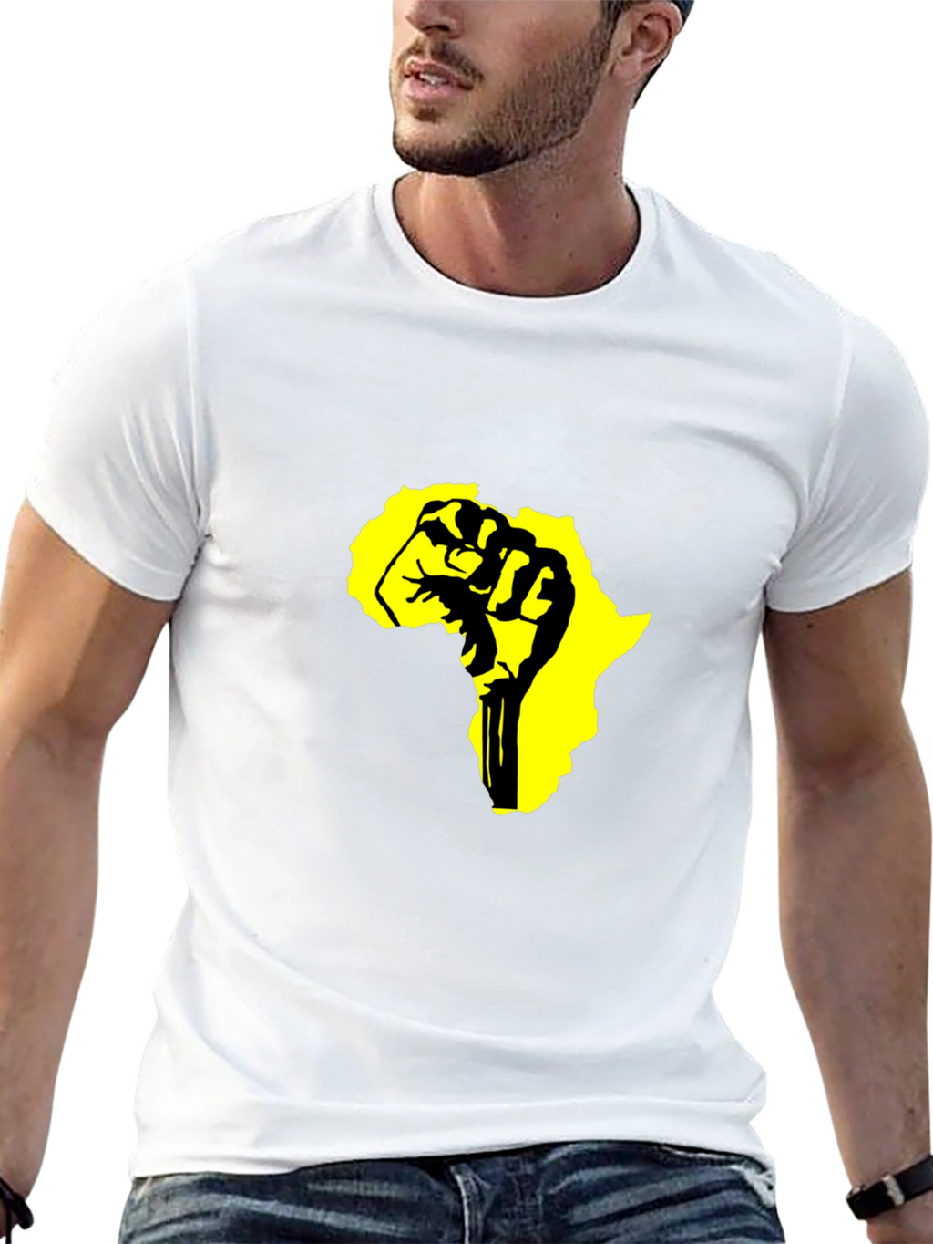 Black T-Shirt with Africa Fist Design