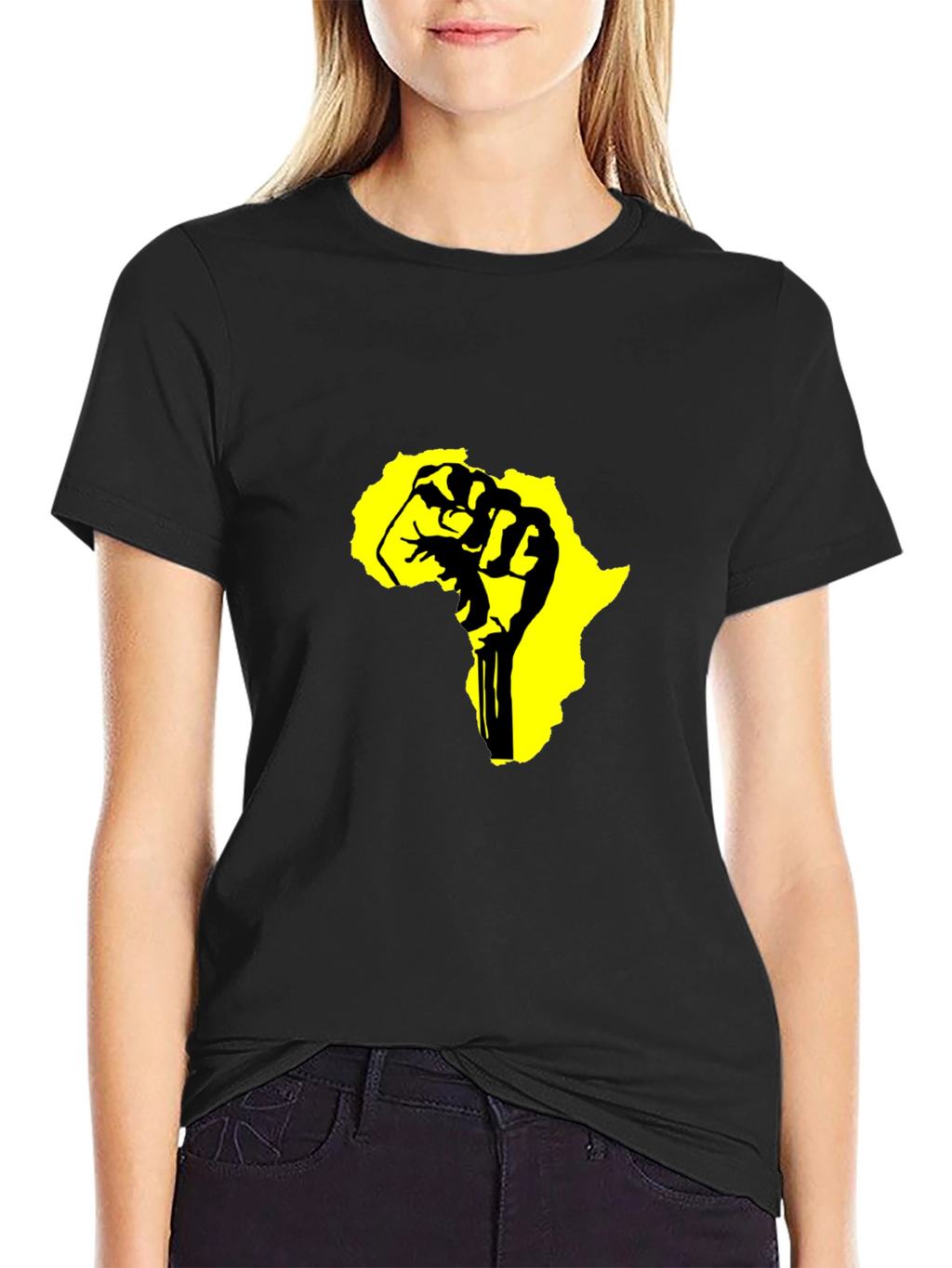 Black T-Shirt with Africa Fist Design