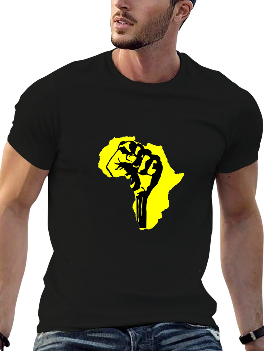 Black T-Shirt with Africa Fist Design