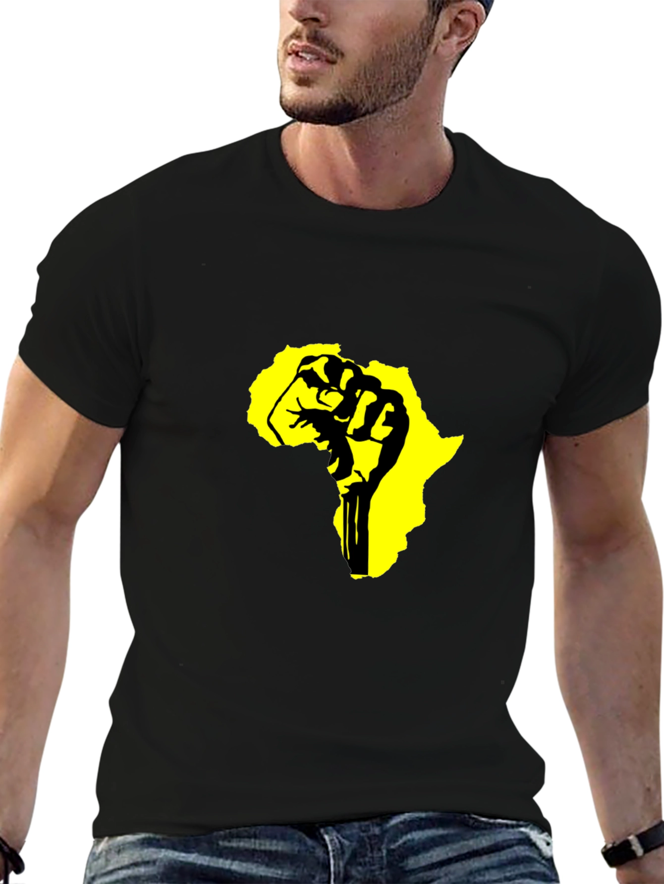 Black T-Shirt with Africa Fist Design
