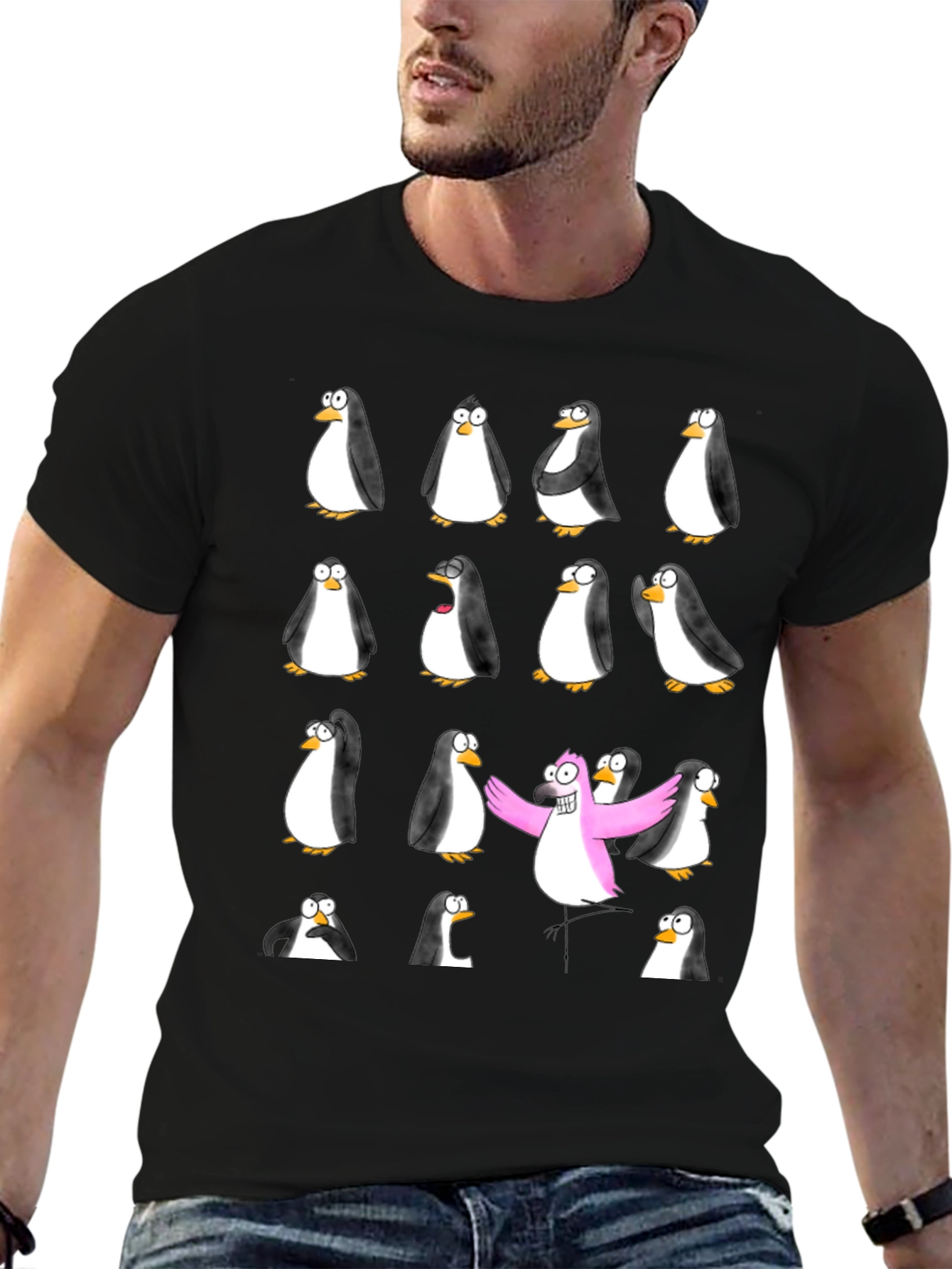 Penguin Flock Black T-Shirt - Stand Out Style