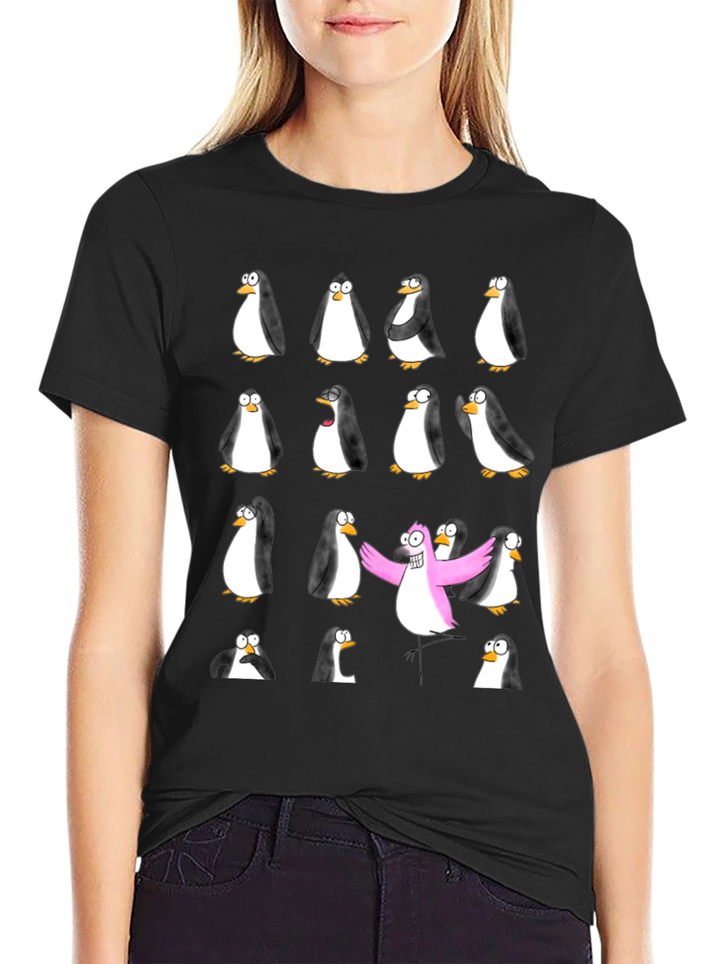 Penguin Flock Black T-Shirt - Stand Out Style