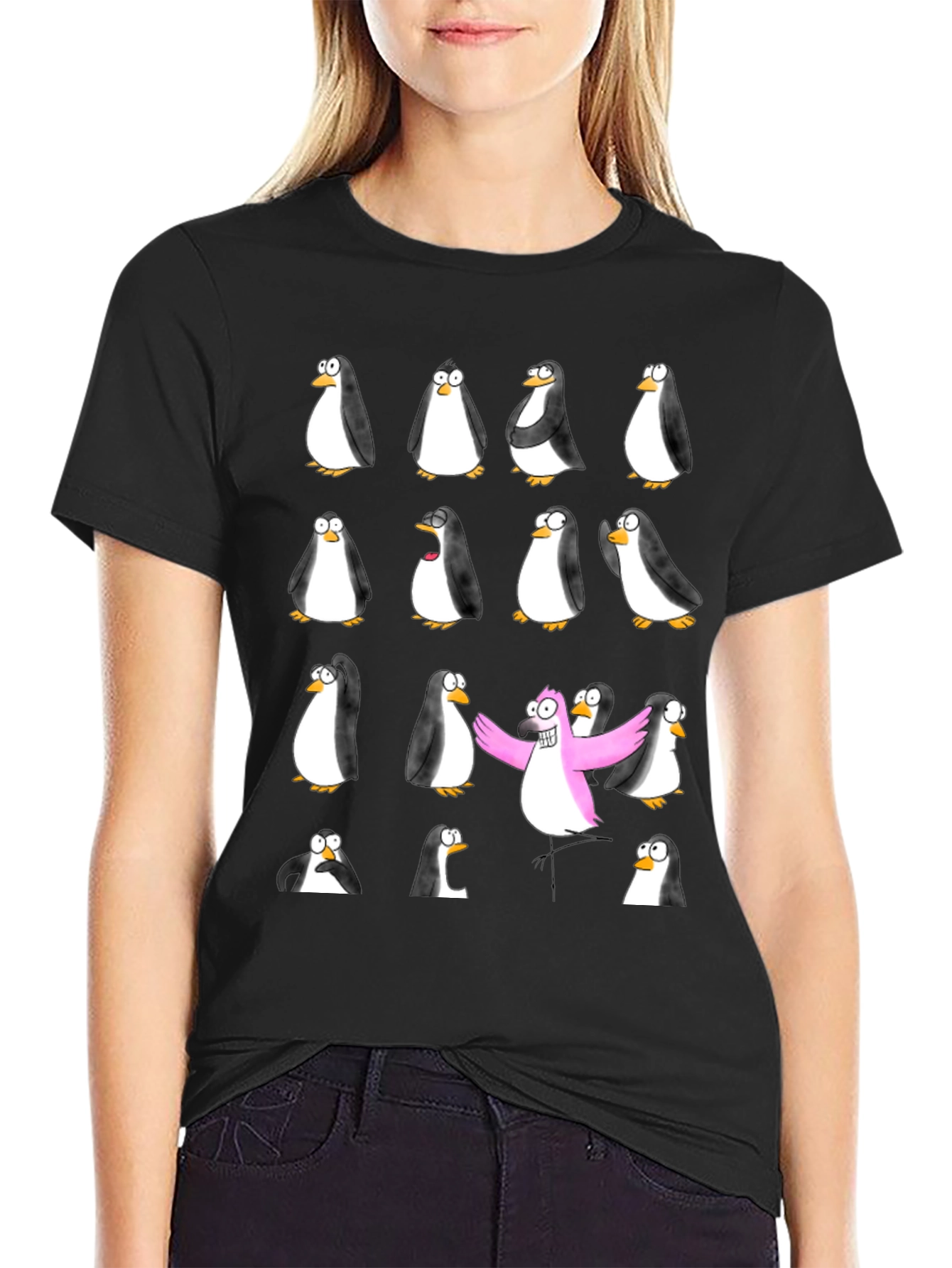Penguin Flock Black T-Shirt - Stand Out Style