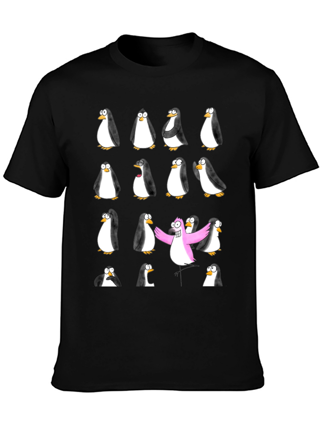 Penguin Flock Black T-Shirt - Stand Out Style