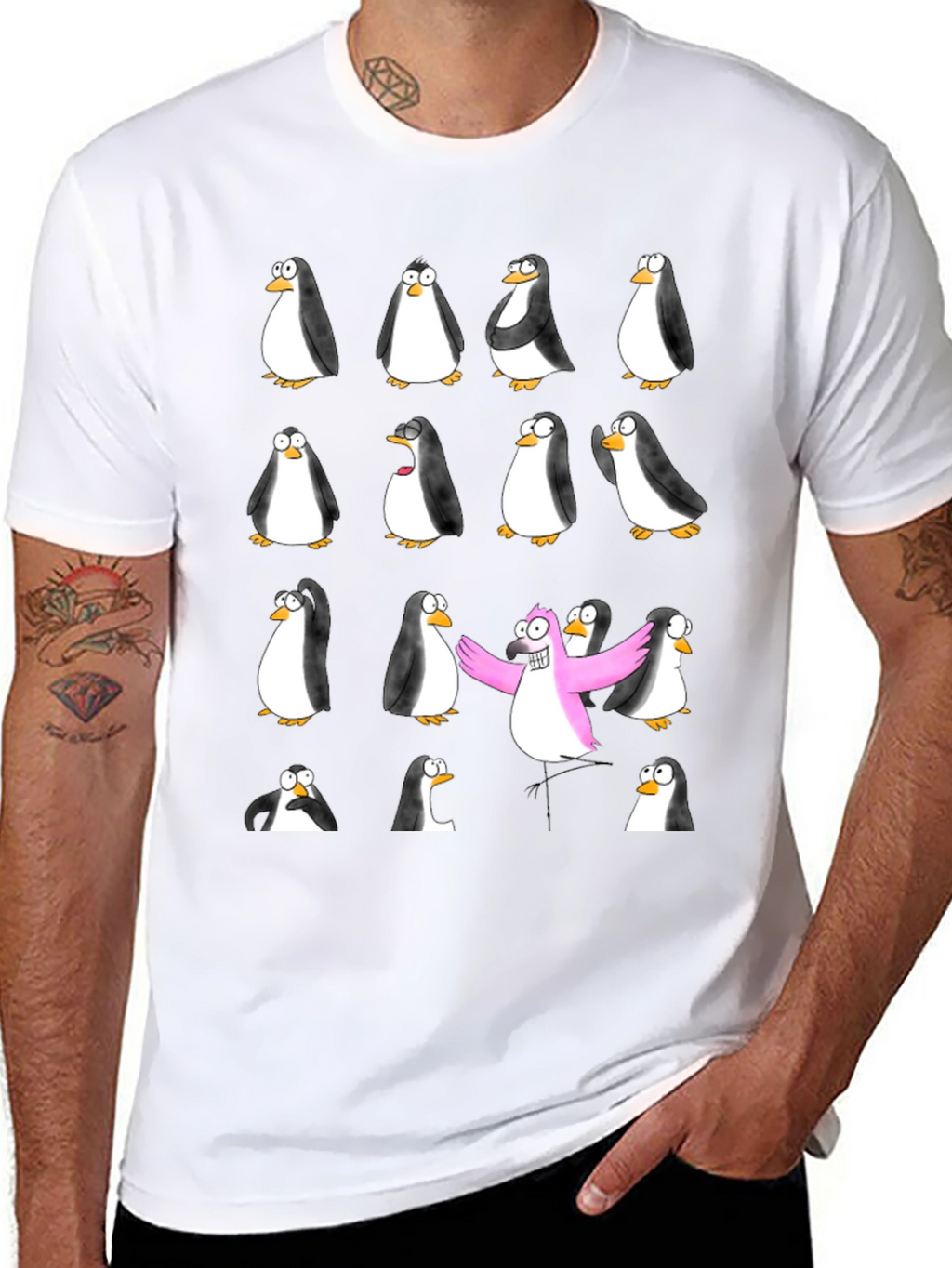 Penguin Flock Black T-Shirt - Stand Out Style