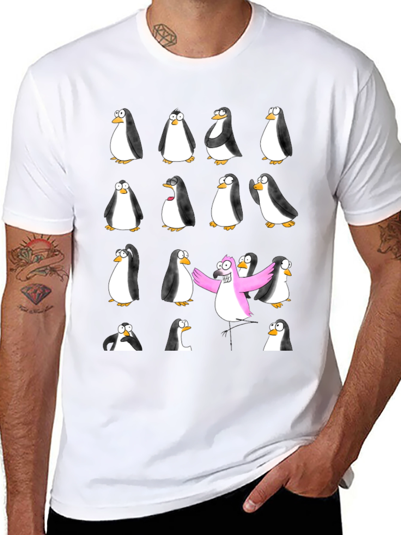 Penguin Flock Black T-Shirt - Stand Out Style