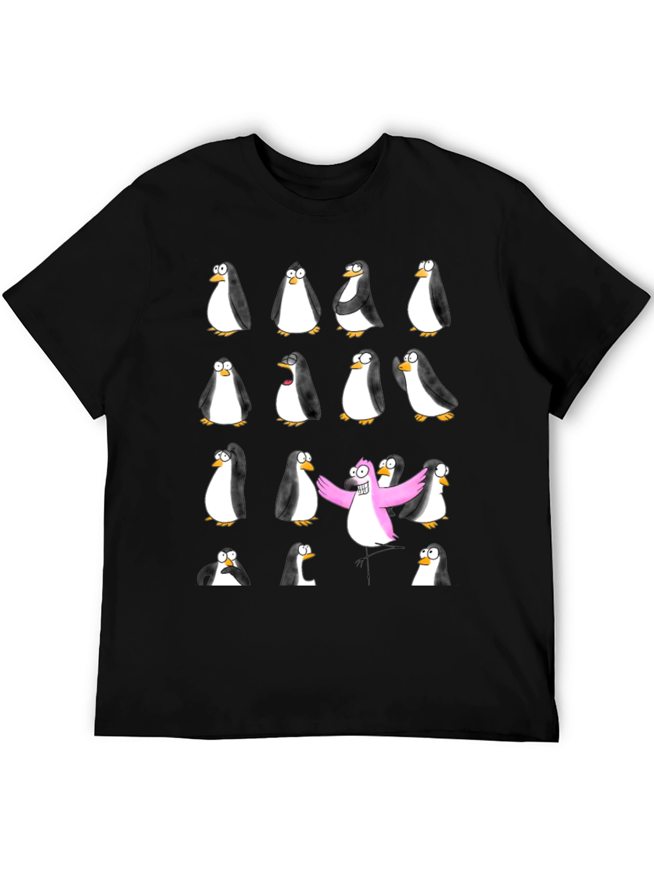 Penguin Flock Black T-Shirt - Stand Out Style