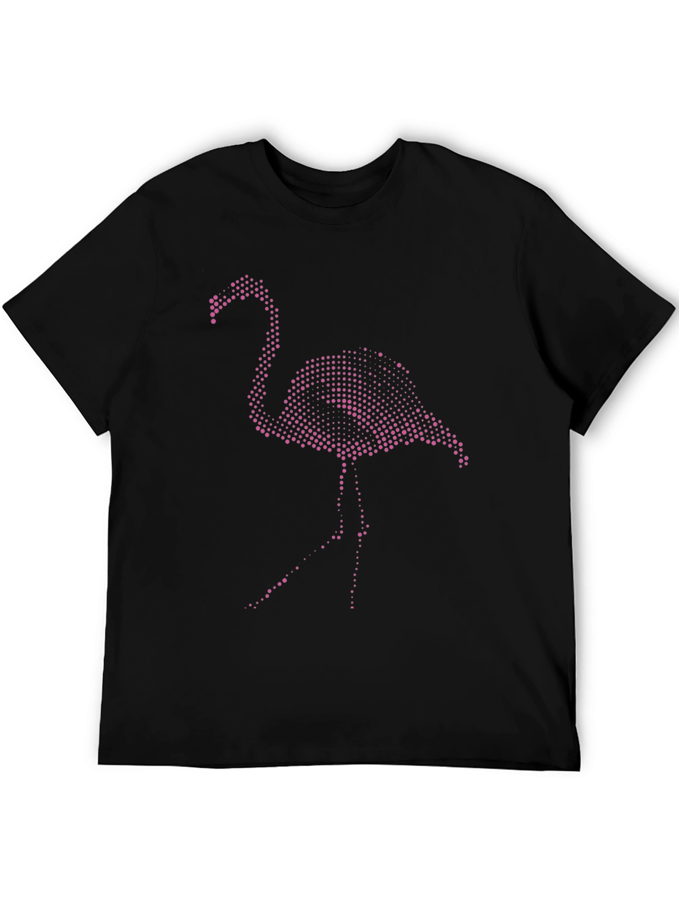 Mens Black T-Shirt with Pink Flamingo Graphic