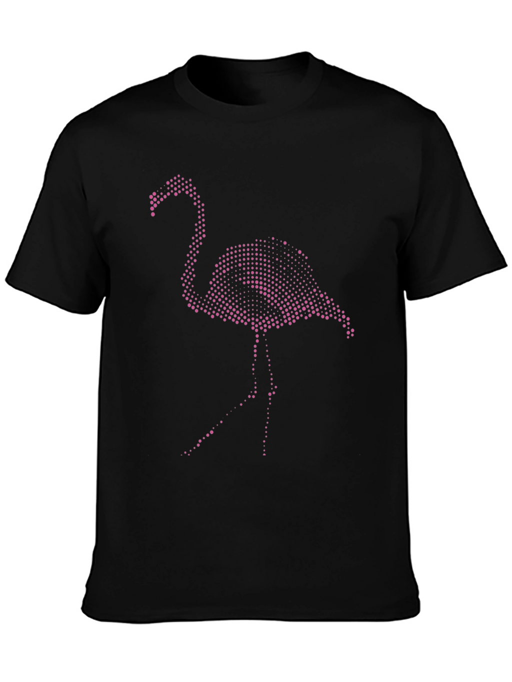 Mens Black T-Shirt with Pink Flamingo Graphic