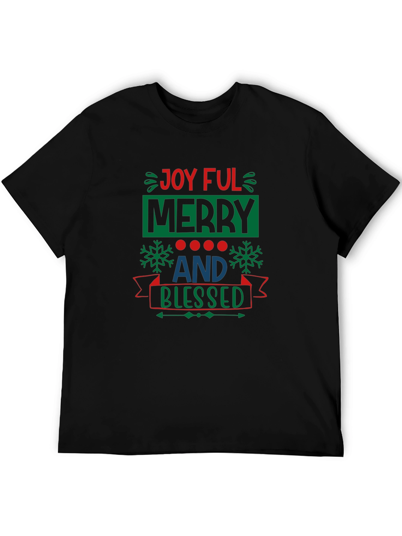 Joyful Merry & Blessed Black T-Shirt