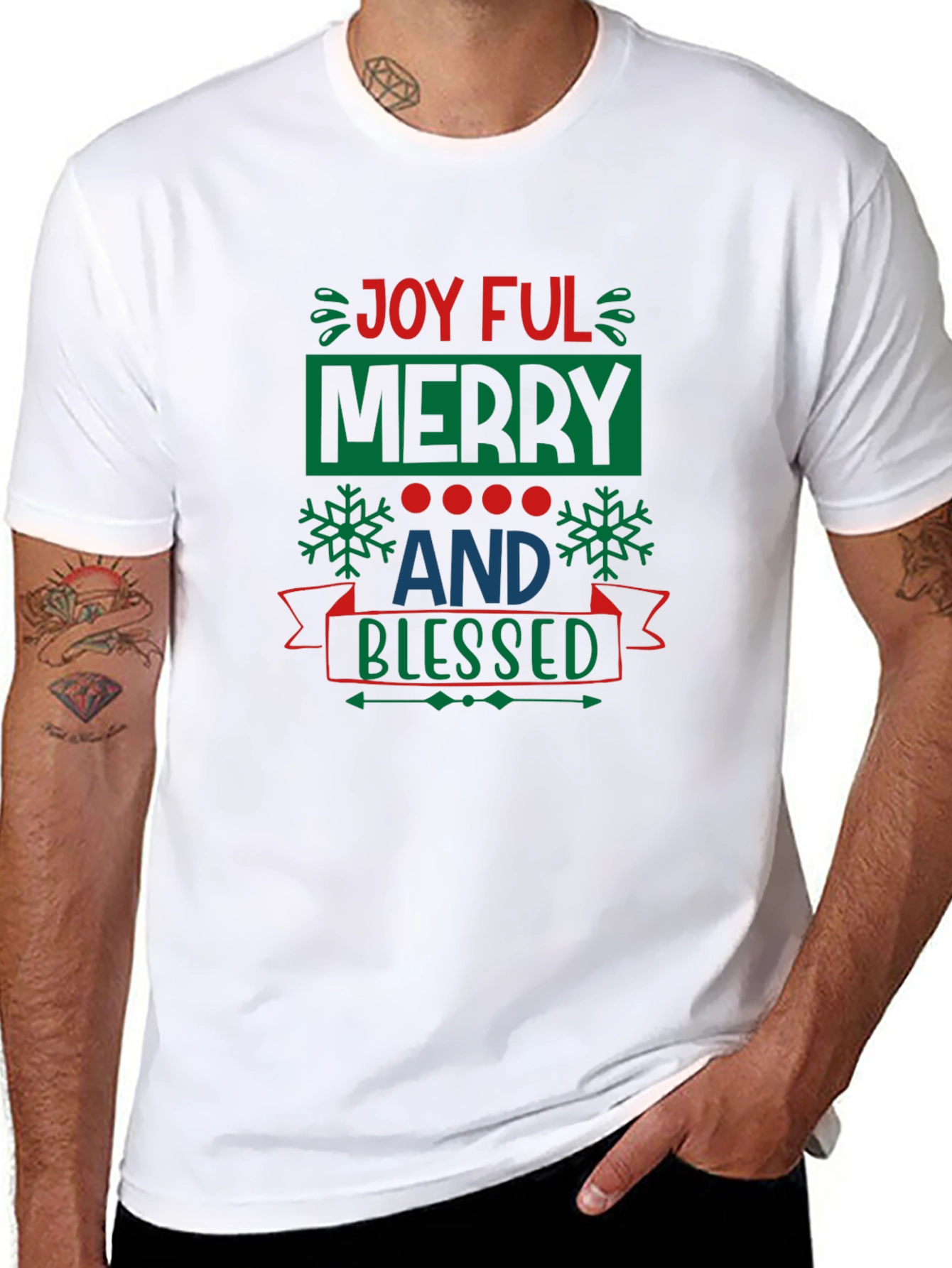 Joyful Merry & Blessed Black T-Shirt