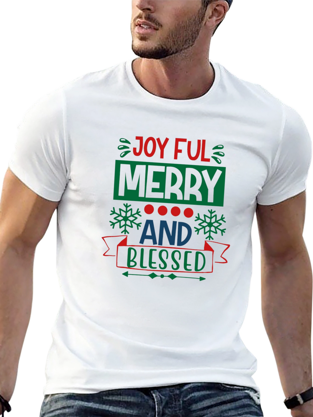 Joyful Merry & Blessed Black T-Shirt