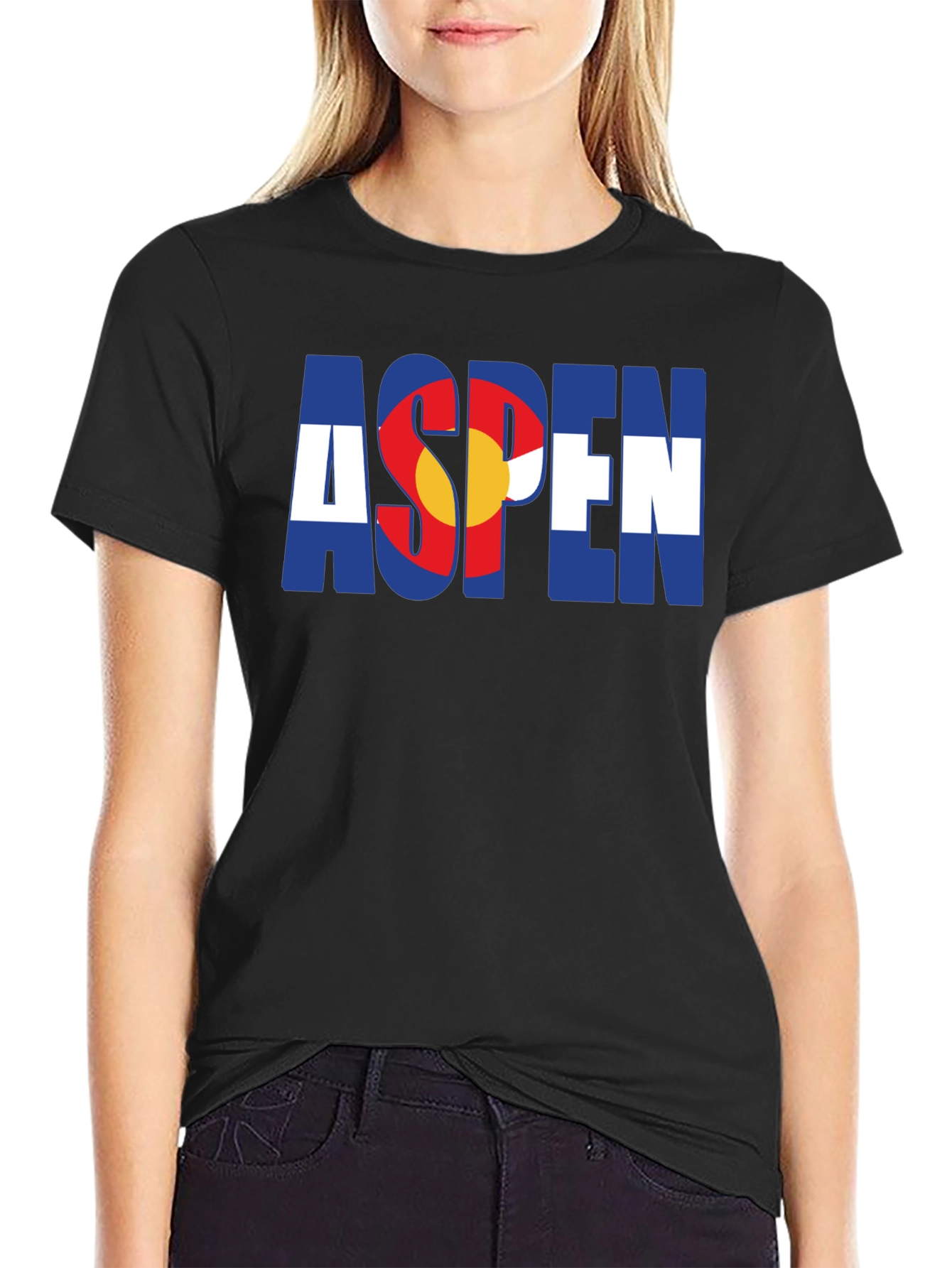 Aspen Colorado Flag Graphic Tee - Black