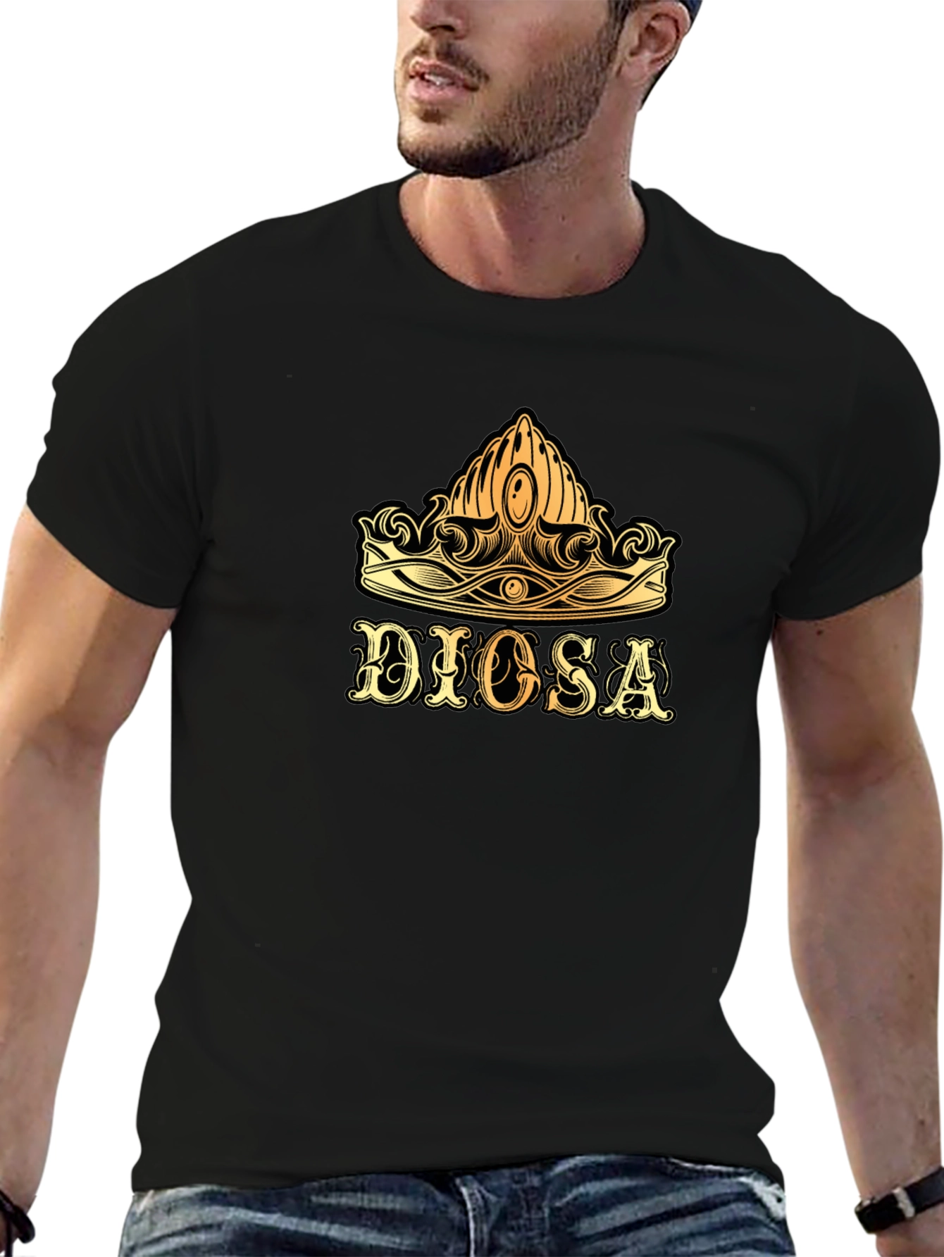 Dios Crown Graphic Tee - Stylish Black T-Shirt