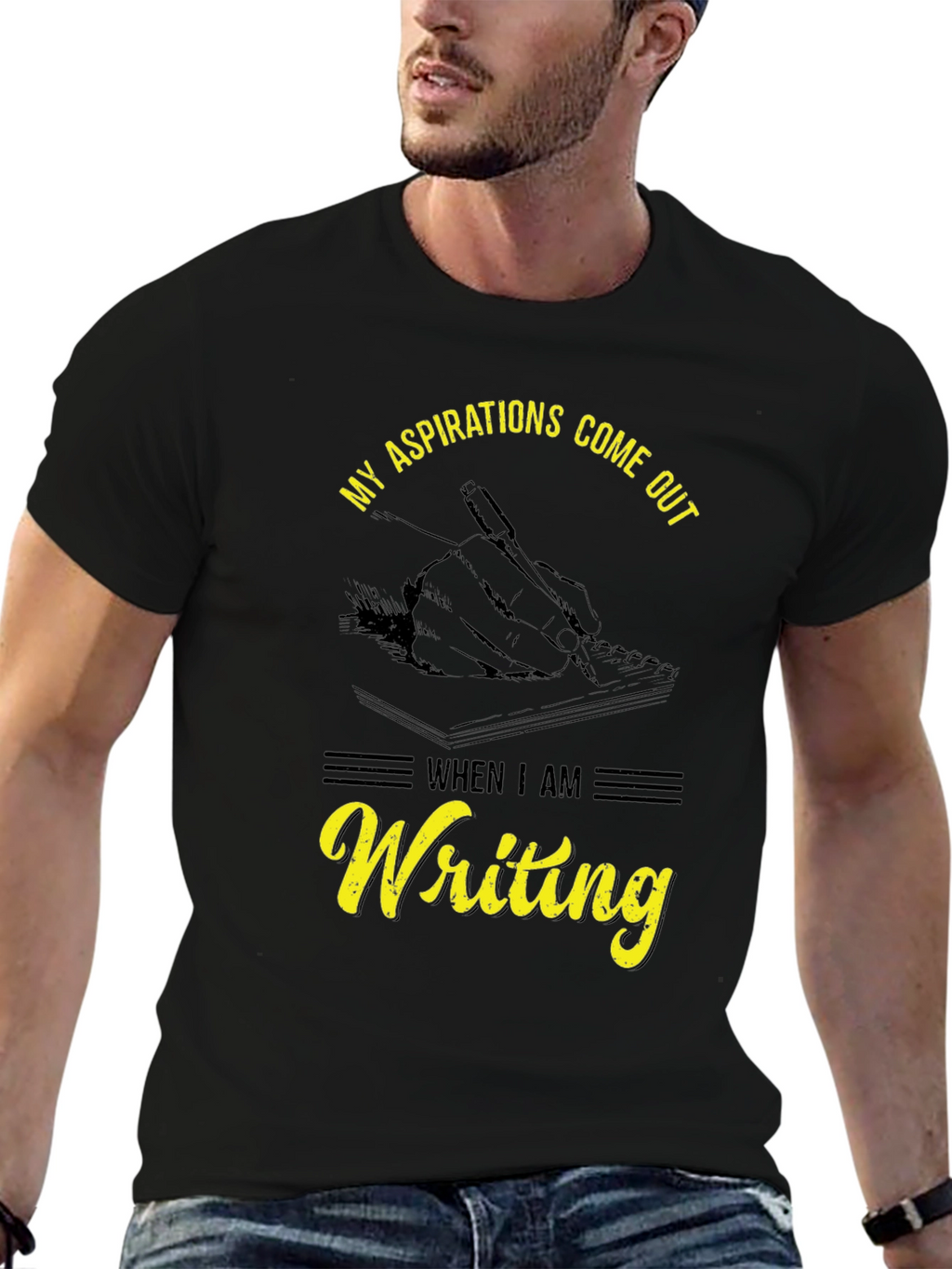 Writing Aspirations T-Shirt - Black Cotton Tee