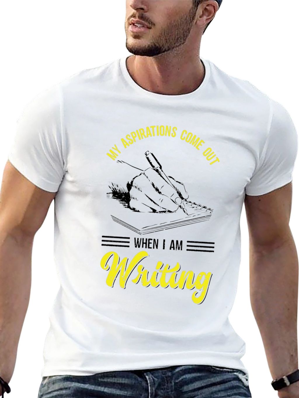 Writing Aspirations T-Shirt - Black Cotton Tee