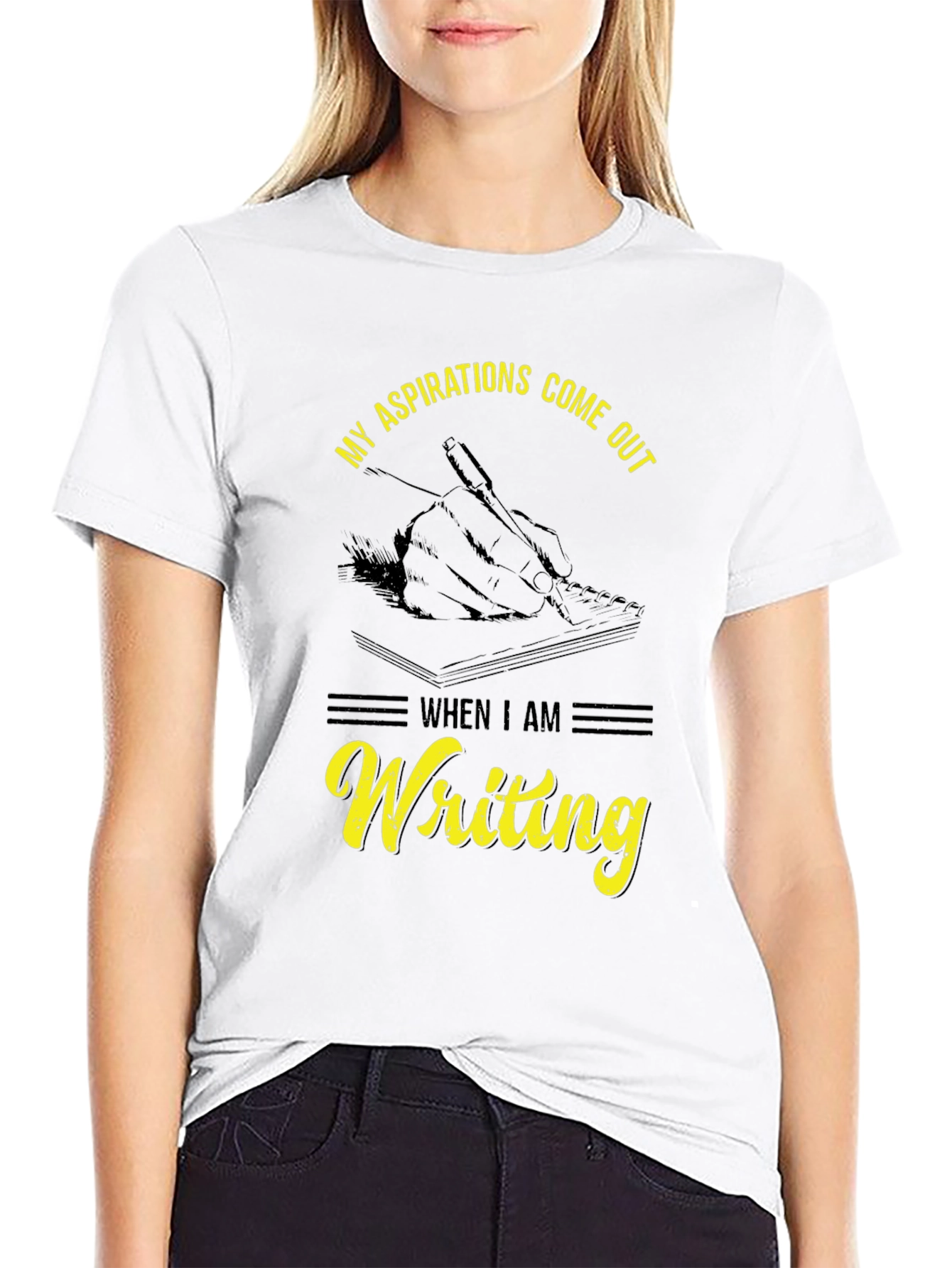 Writing Aspirations T-Shirt - Black Cotton Tee