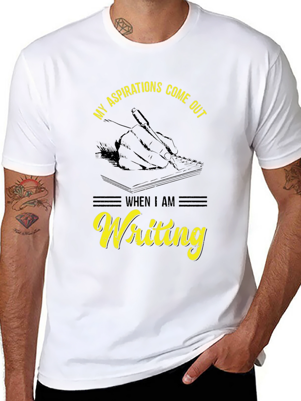 Writing Aspirations T-Shirt - Black Cotton Tee