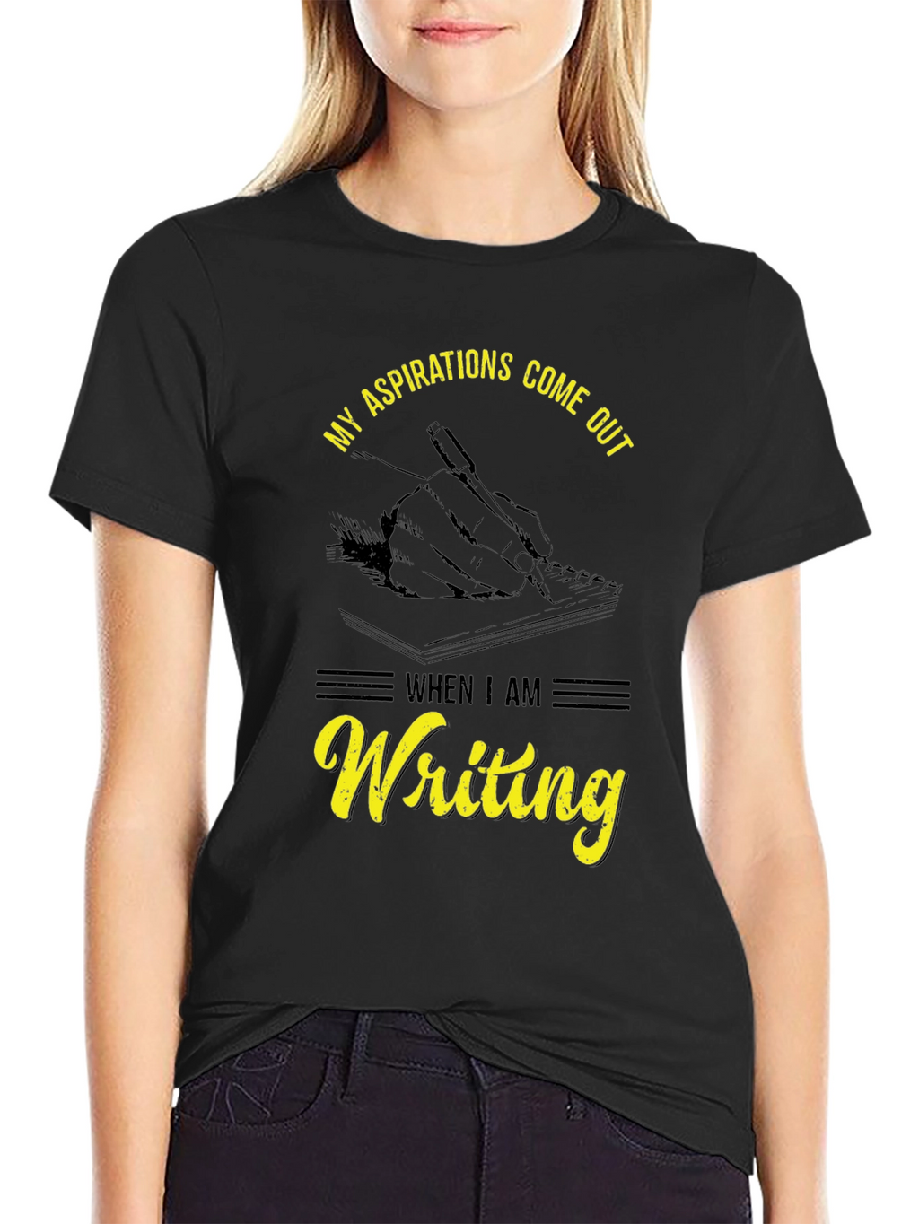 Writing Aspirations T-Shirt - Black Cotton Tee