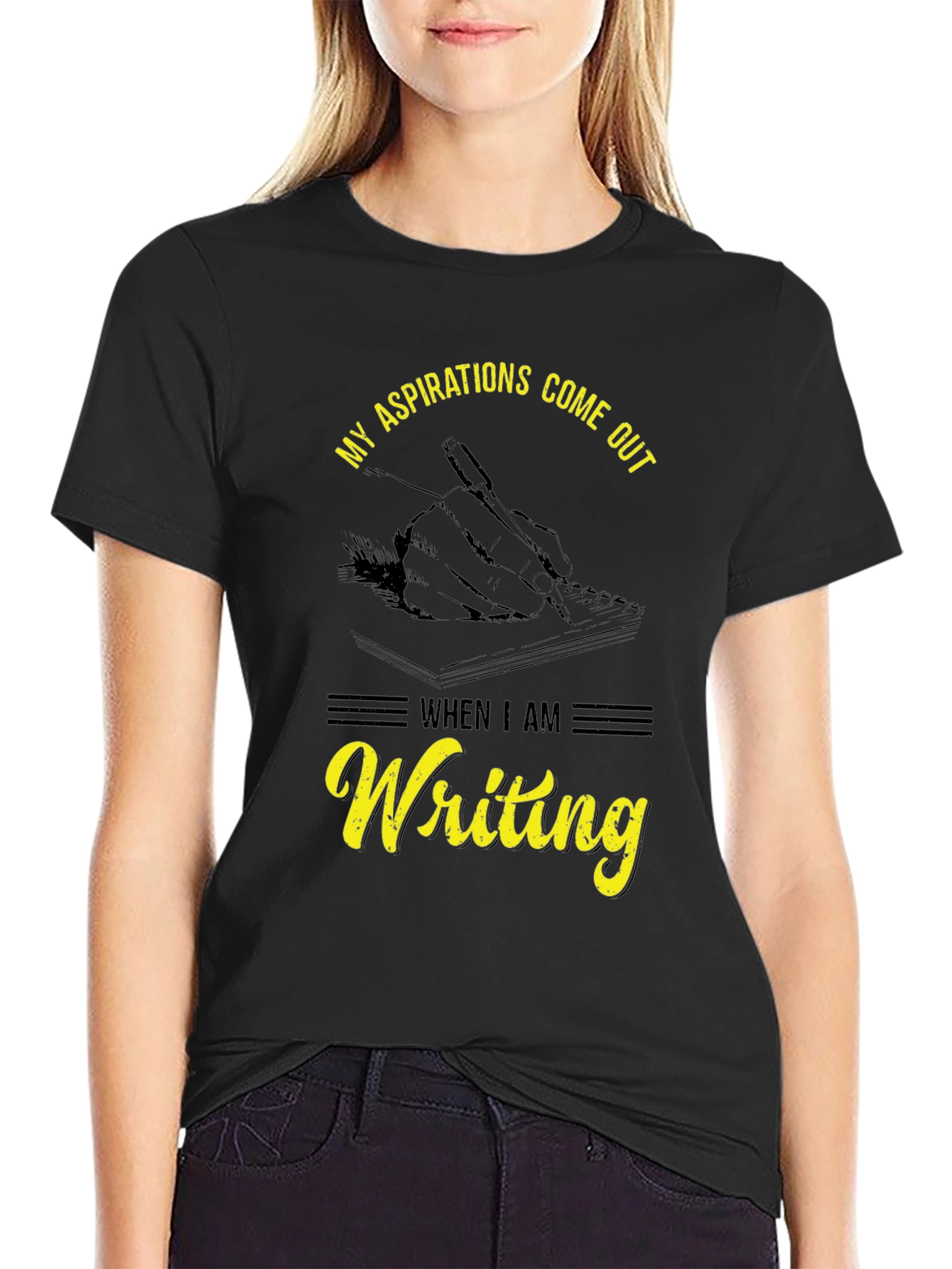 Writing Aspirations T-Shirt - Black Cotton Tee