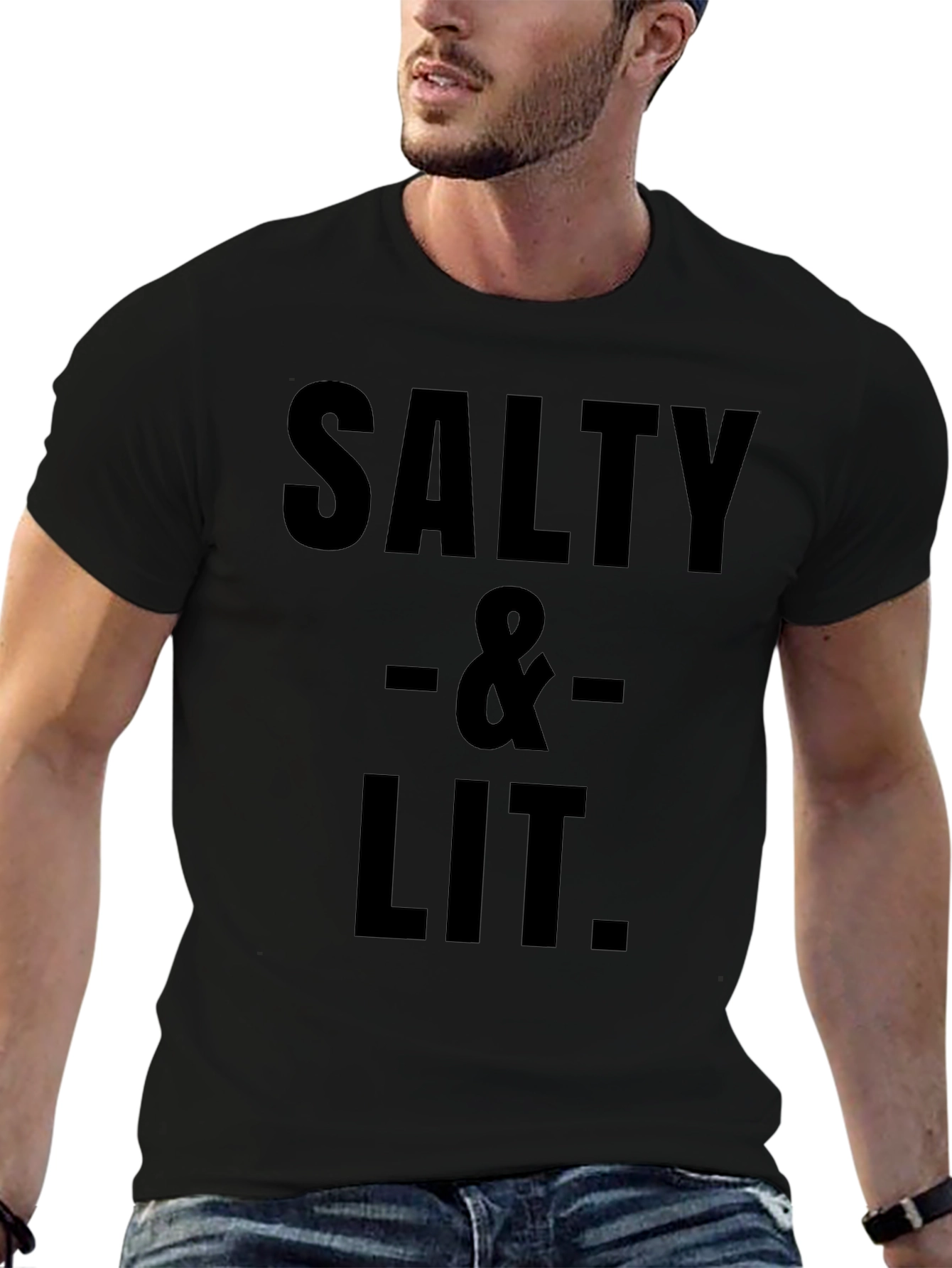 Salty & Lit Graphic Tee - Black Cotton Blend