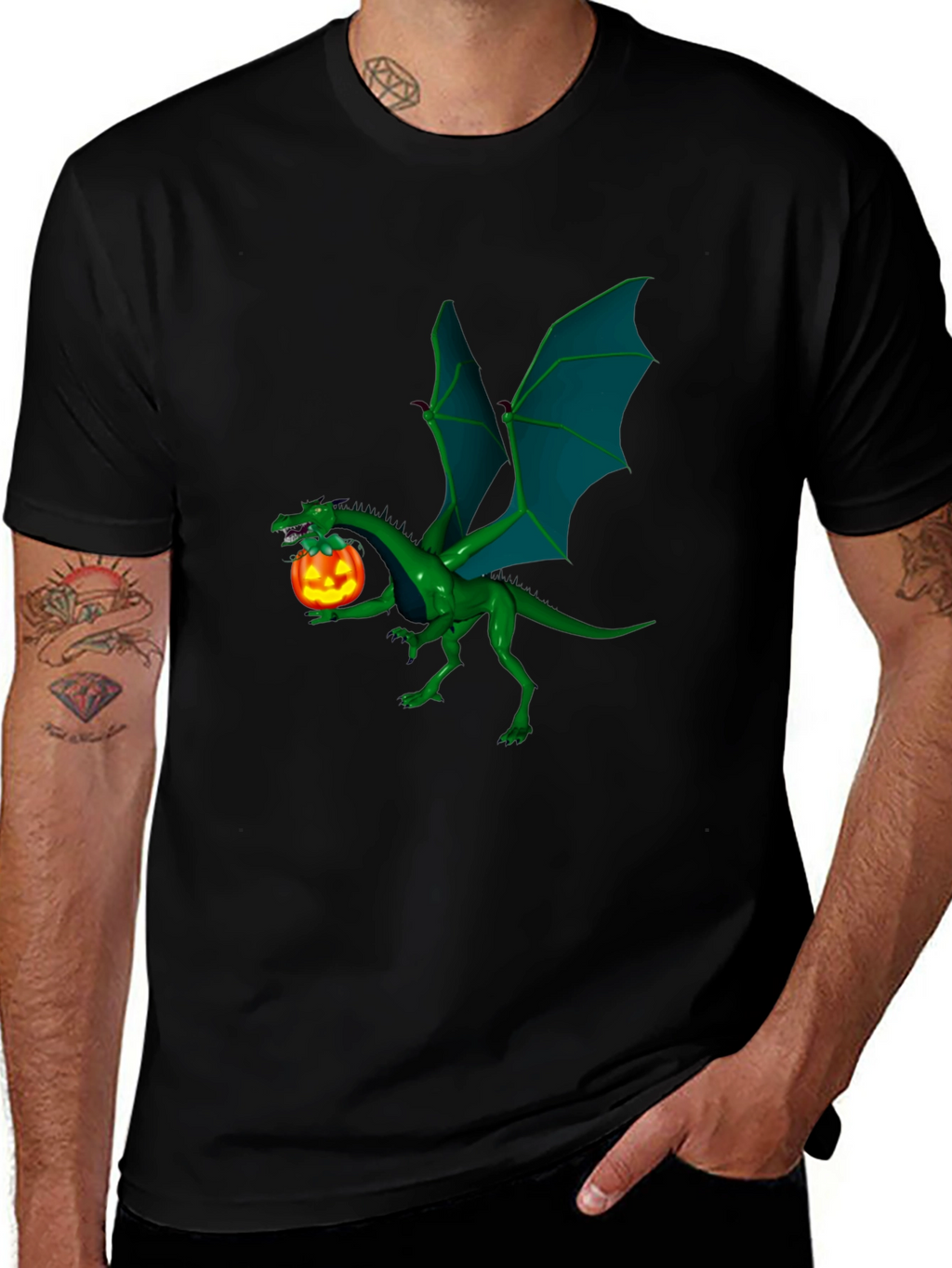 Dragon and Pumpkin T-Shirt - Halloween Style!