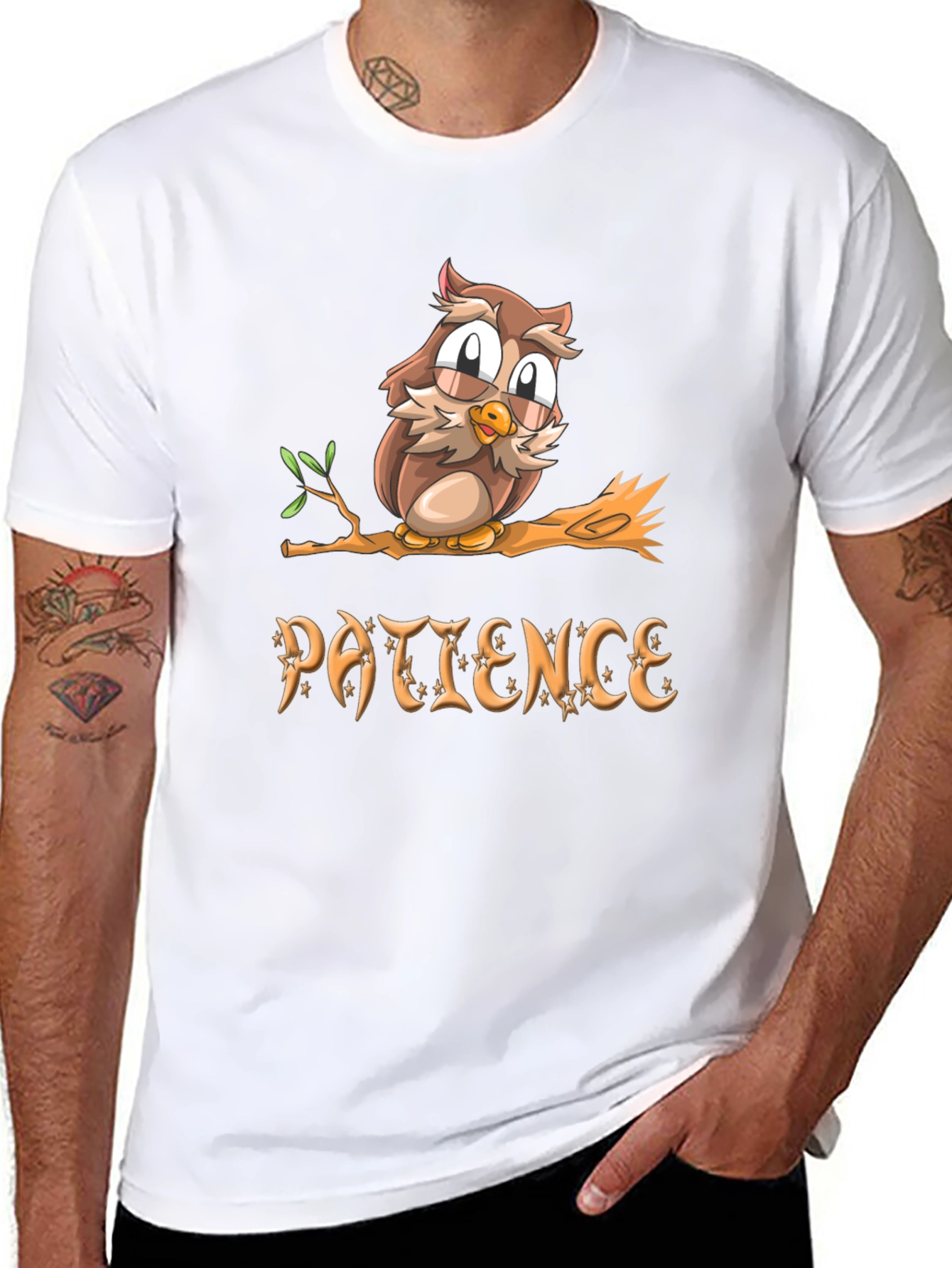 Patience Owl T-Shirt - Unisex Soft Cotton Tee
