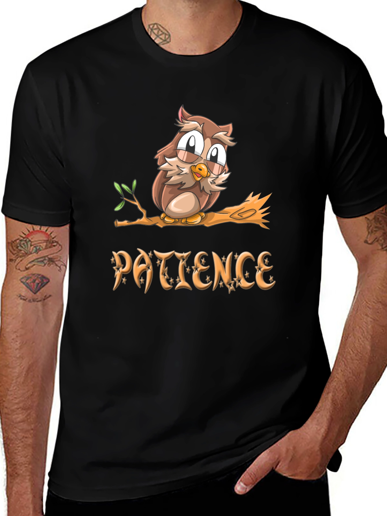 Patience Owl T-Shirt - Unisex Soft Cotton Tee