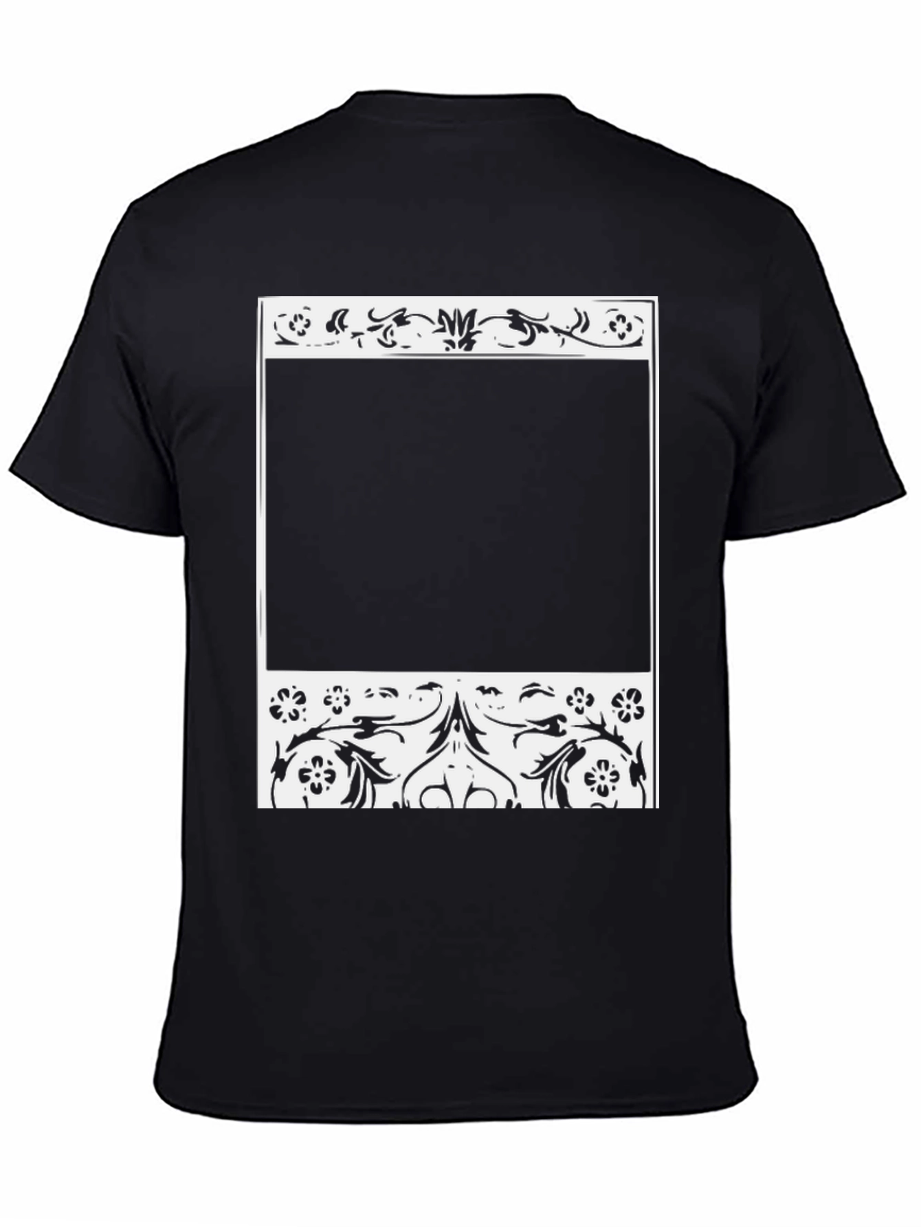 Floral Frame Black T-Shirt