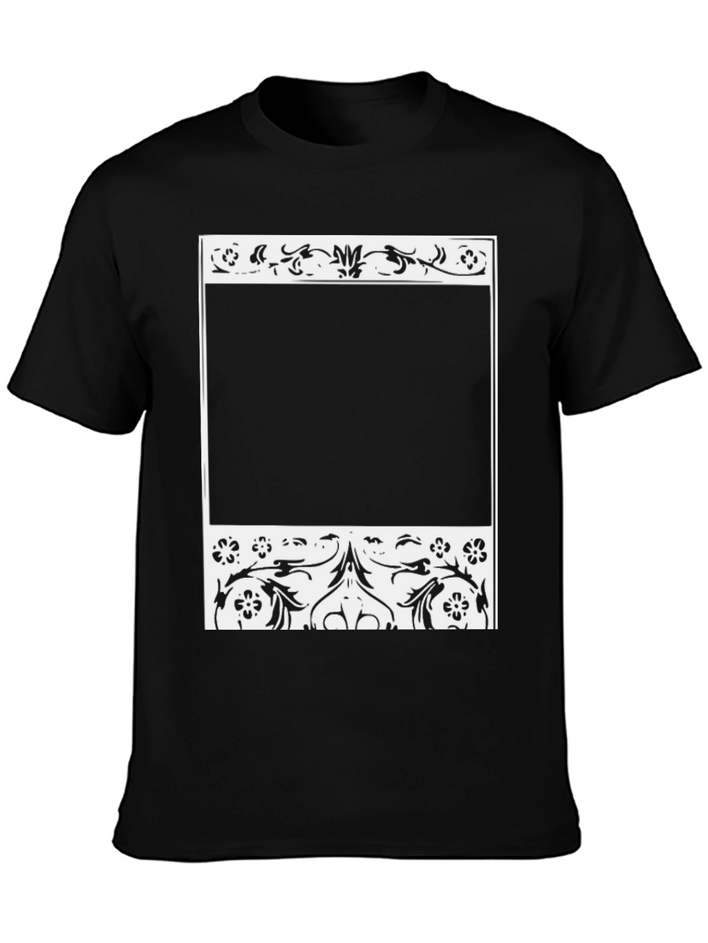 Floral Frame Black T-Shirt