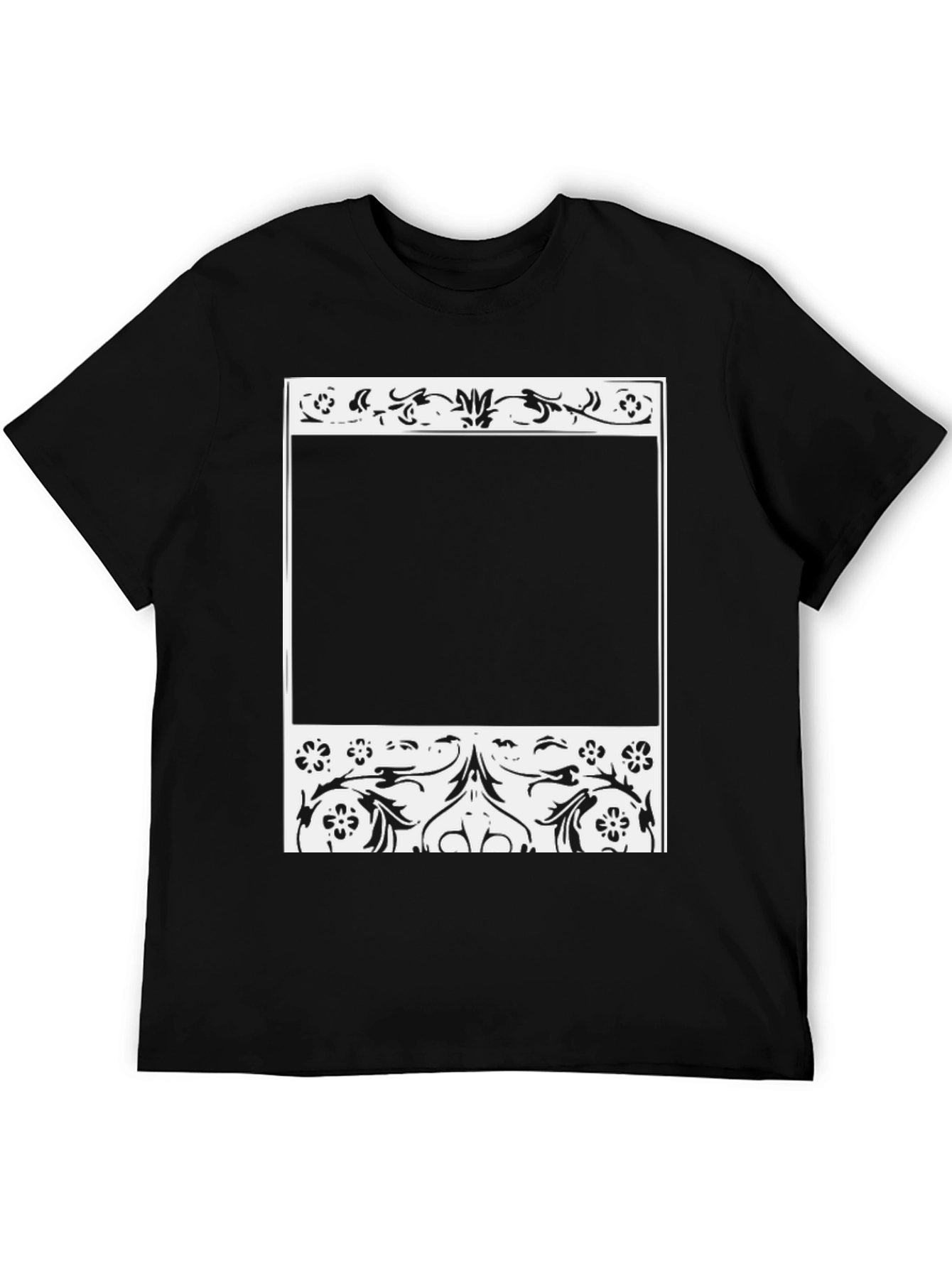 Floral Frame Black T-Shirt