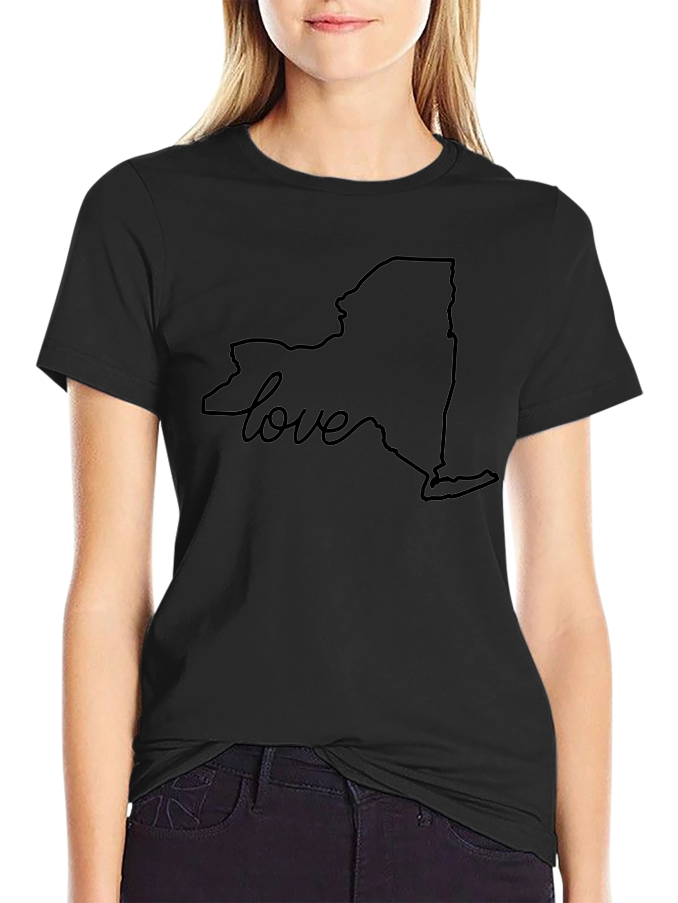 New York Love Outline Black Tee