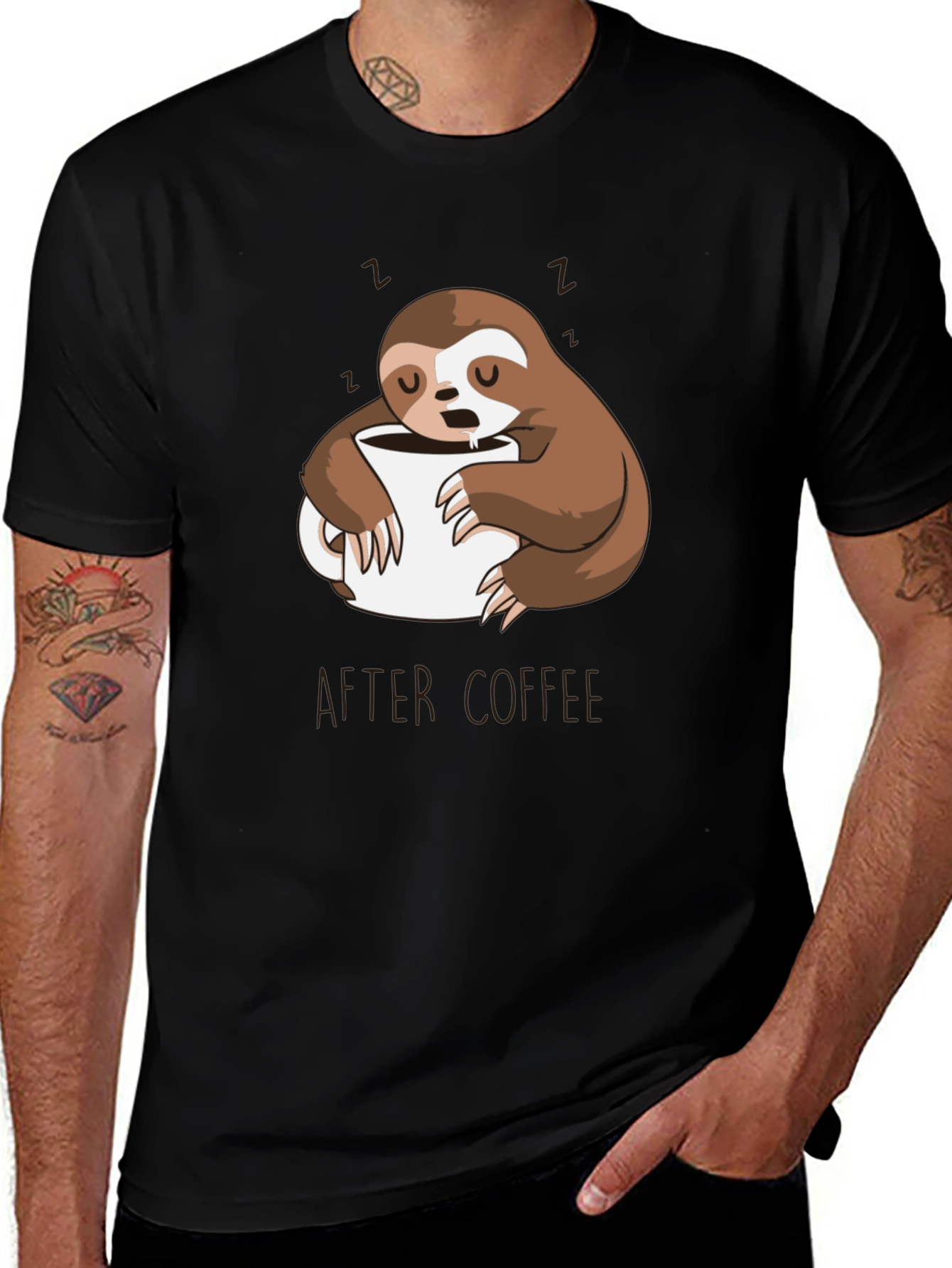 Funny Sloth After Coffee Graphic T-Shirt