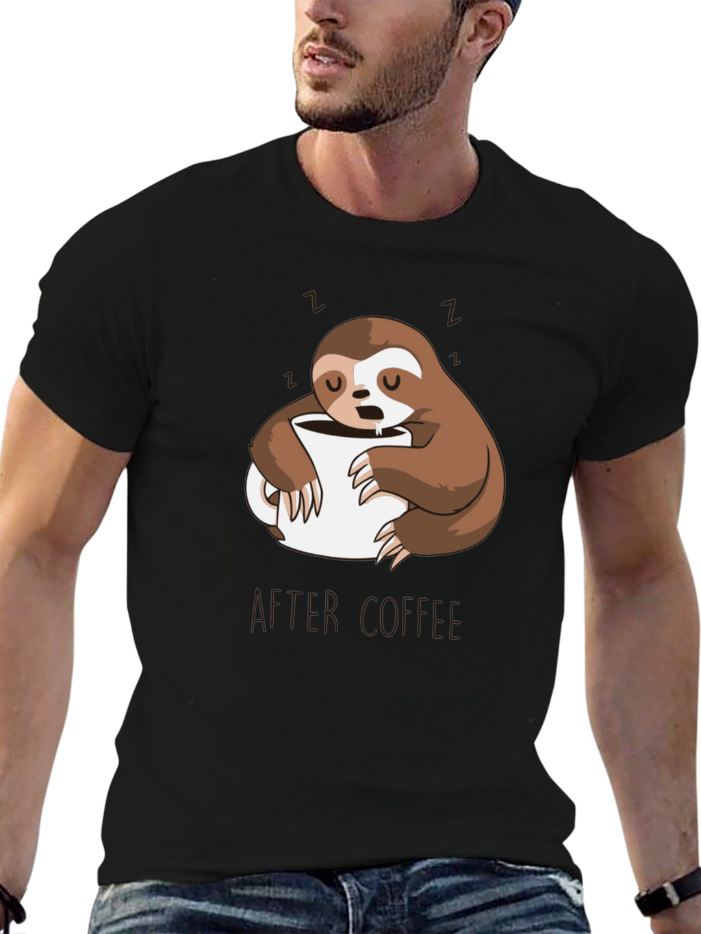 Funny Sloth After Coffee Graphic T-Shirt
