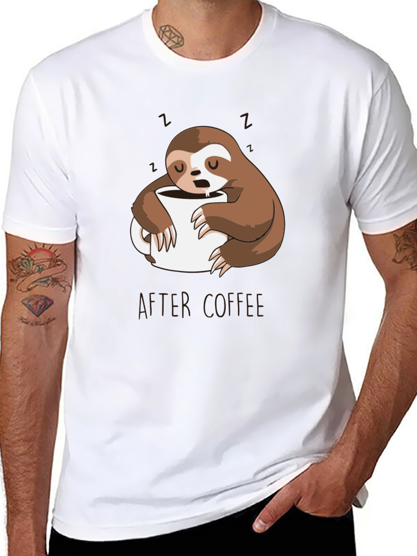 Funny Sloth After Coffee Graphic T-Shirt