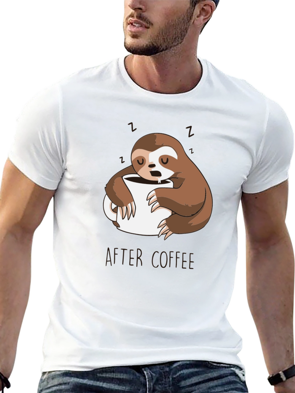 Funny Sloth After Coffee Graphic T-Shirt