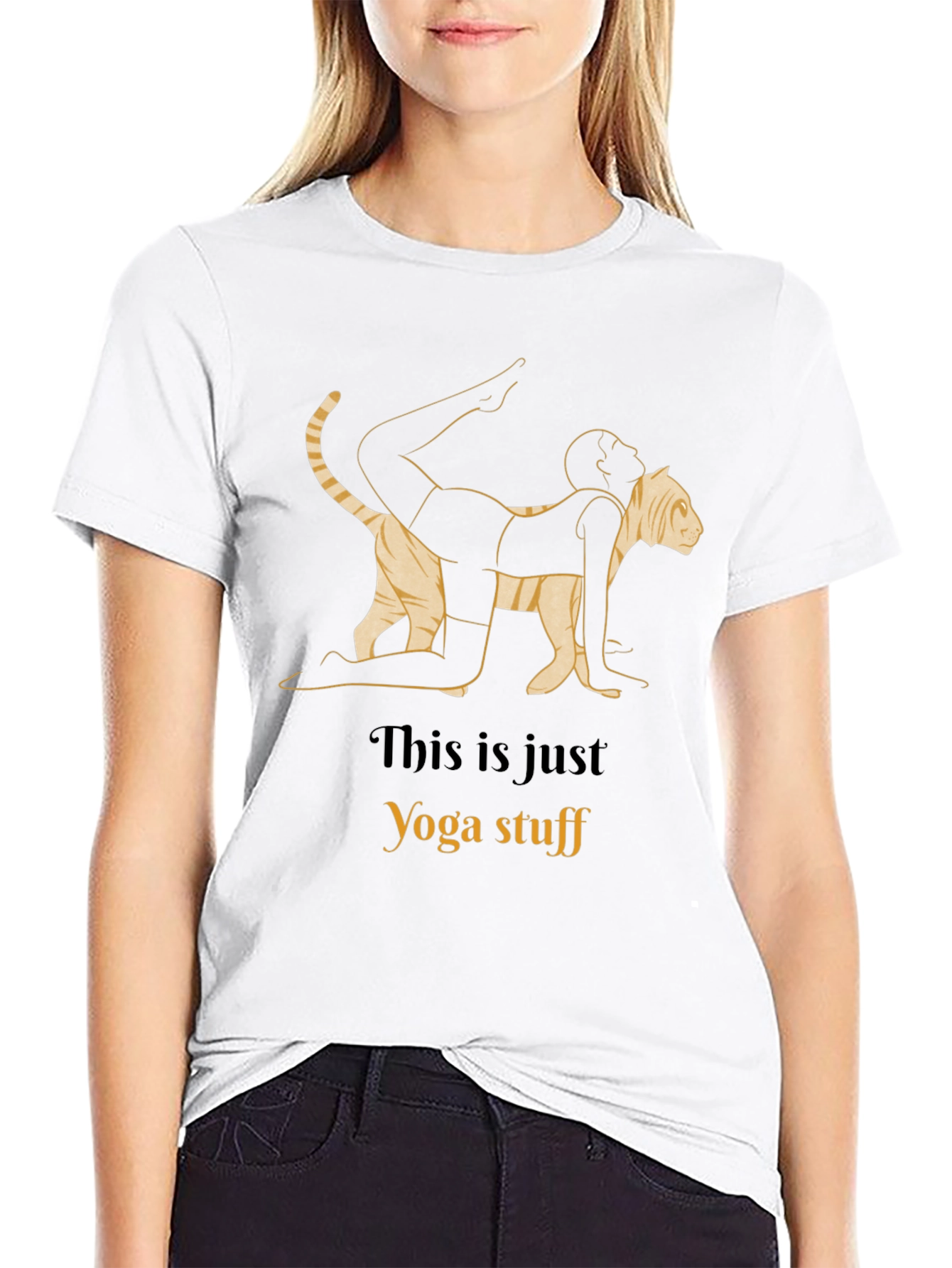 Yoga Cat Stretch Graphic T-Shirt