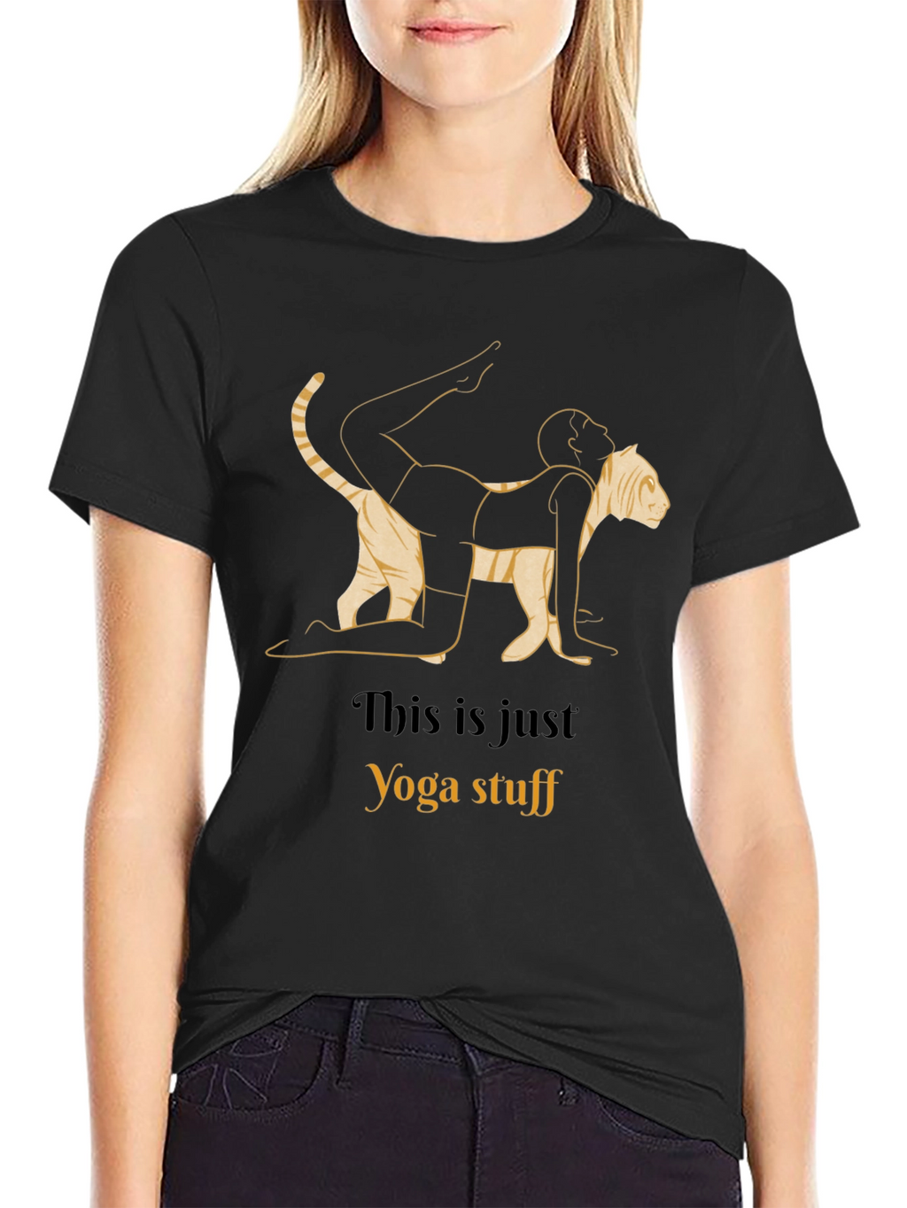 Yoga Cat Stretch Graphic T-Shirt
