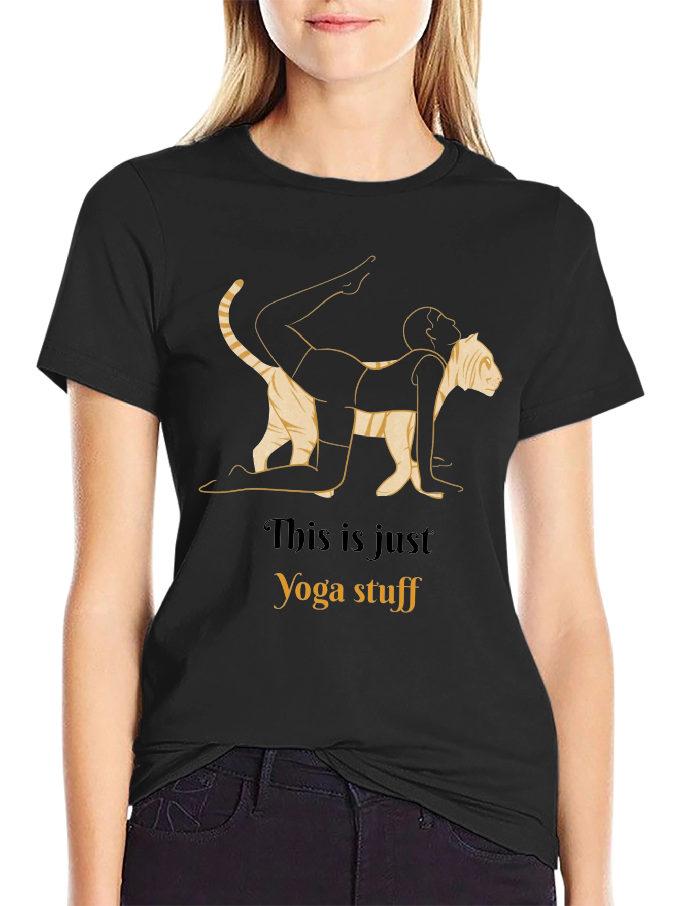 Yoga Cat Stretch Graphic T-Shirt