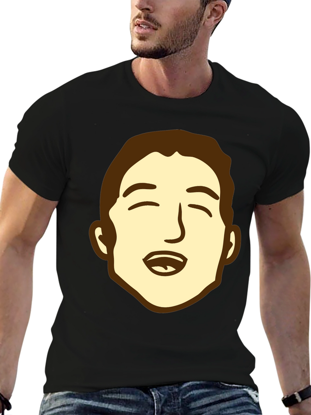 Cartoon Face Graphic Black Tee