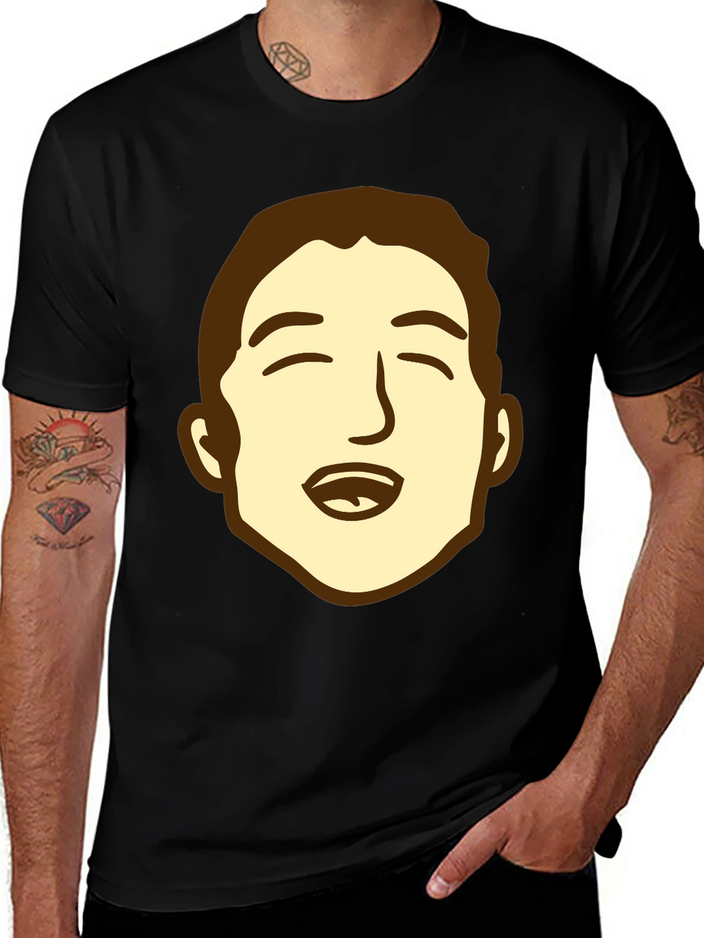 Cartoon Face Graphic Black Tee