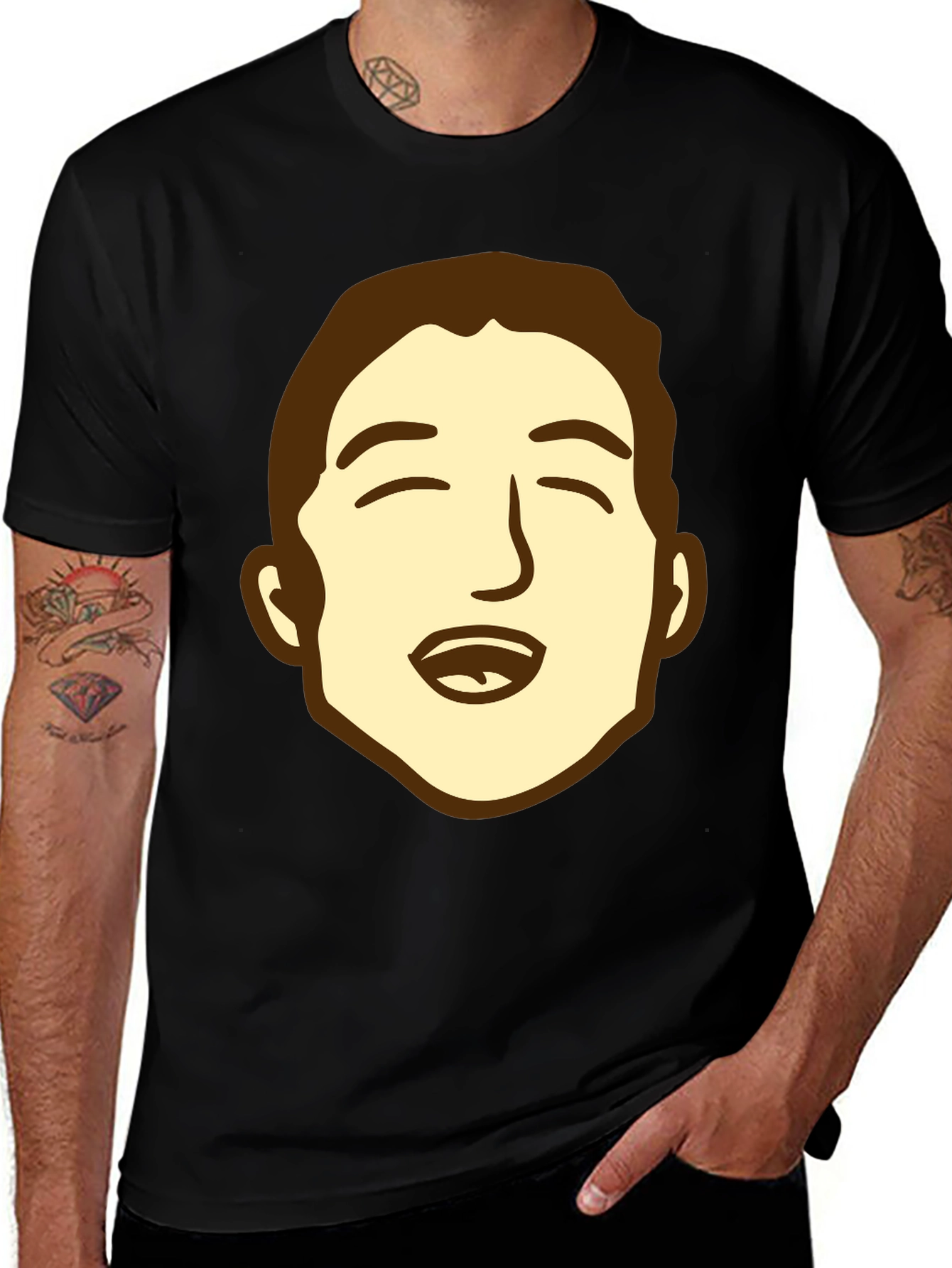 Cartoon Face Graphic Black Tee