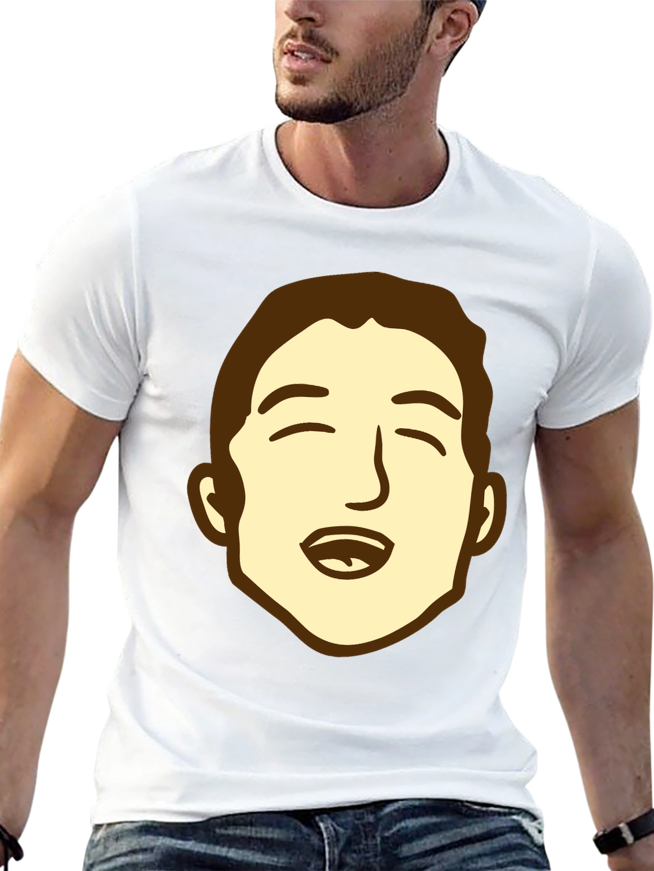 Cartoon Face Graphic Black Tee