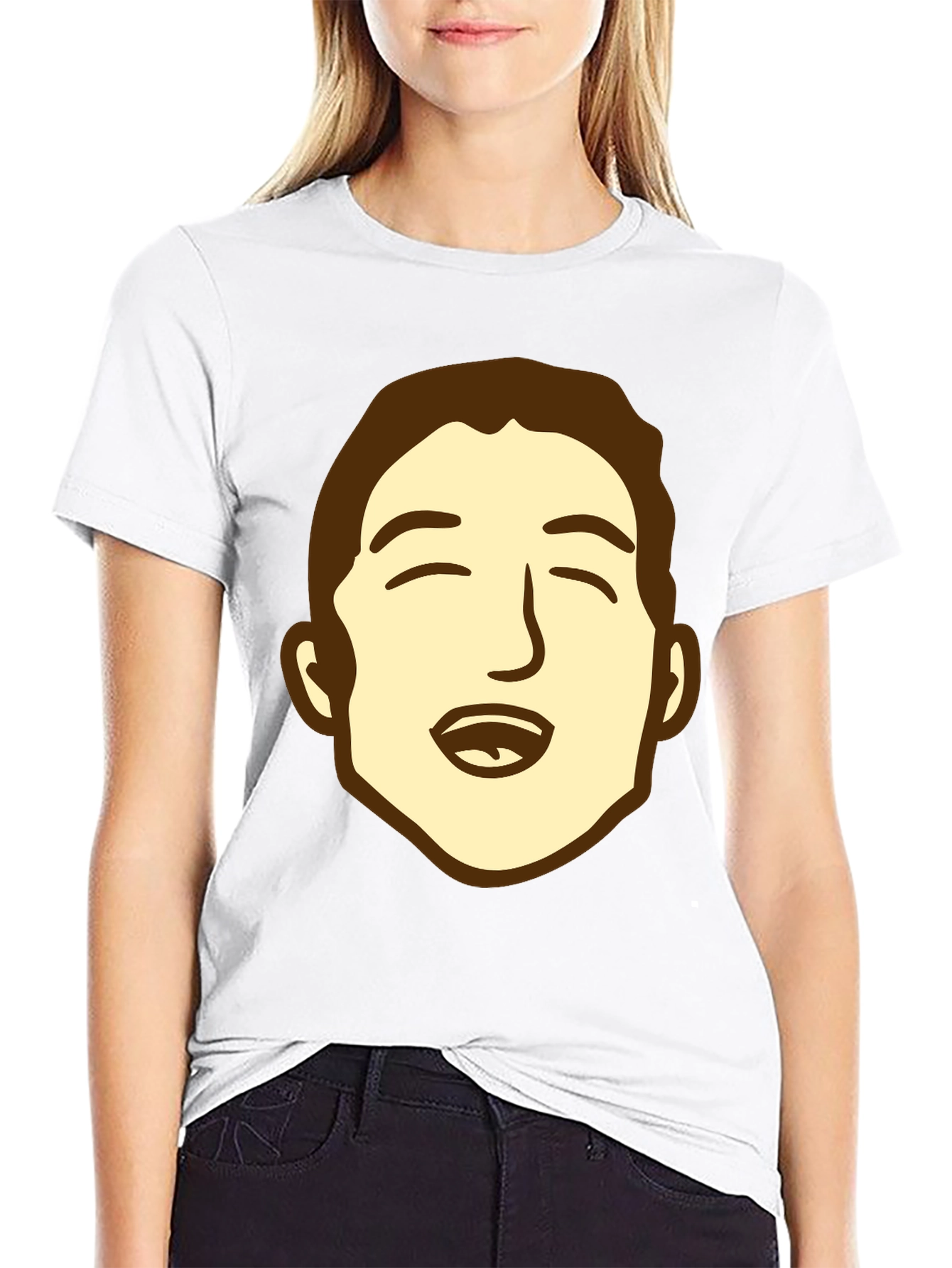 Cartoon Face Graphic Black Tee