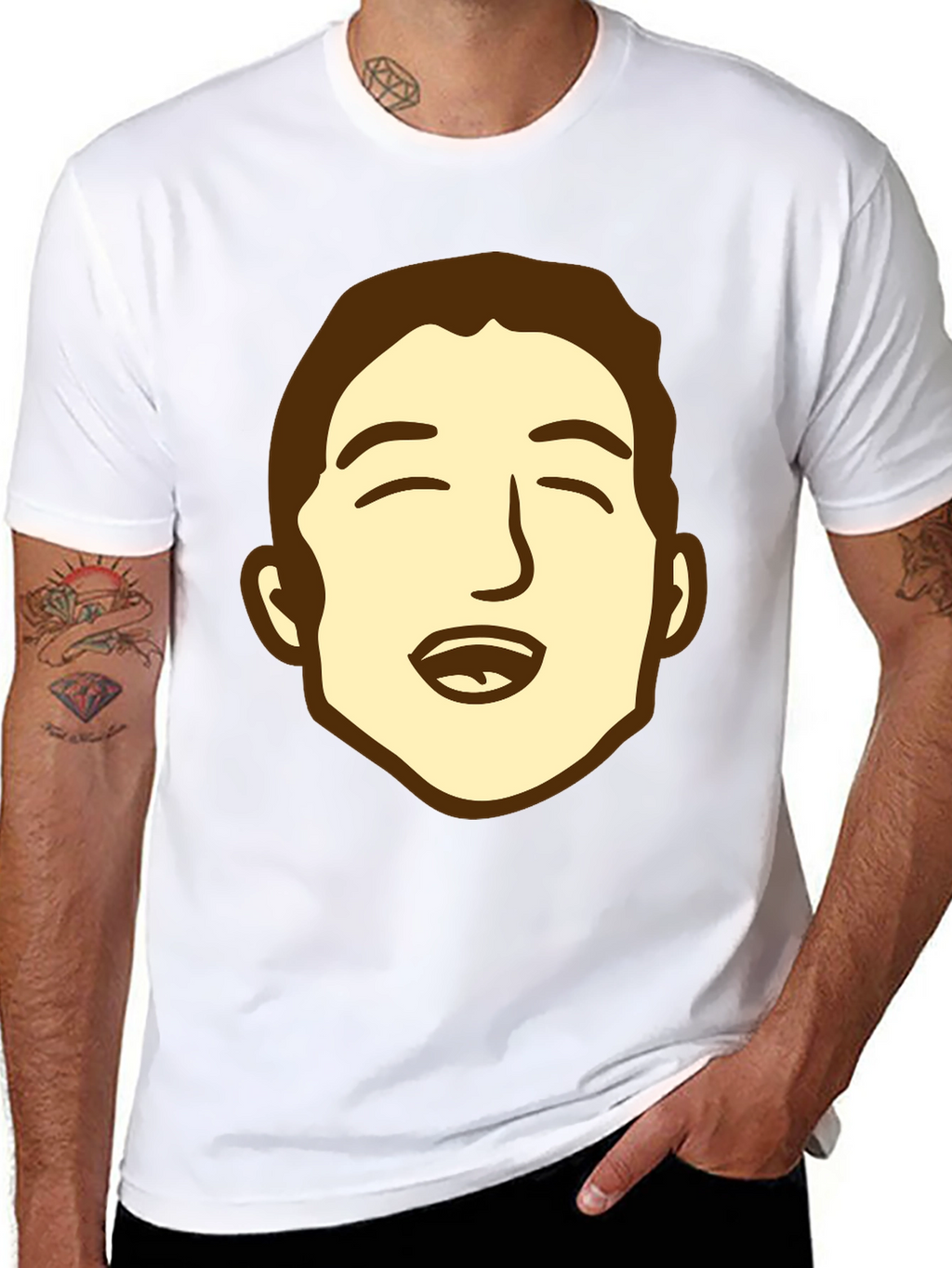 Cartoon Face Graphic Black Tee