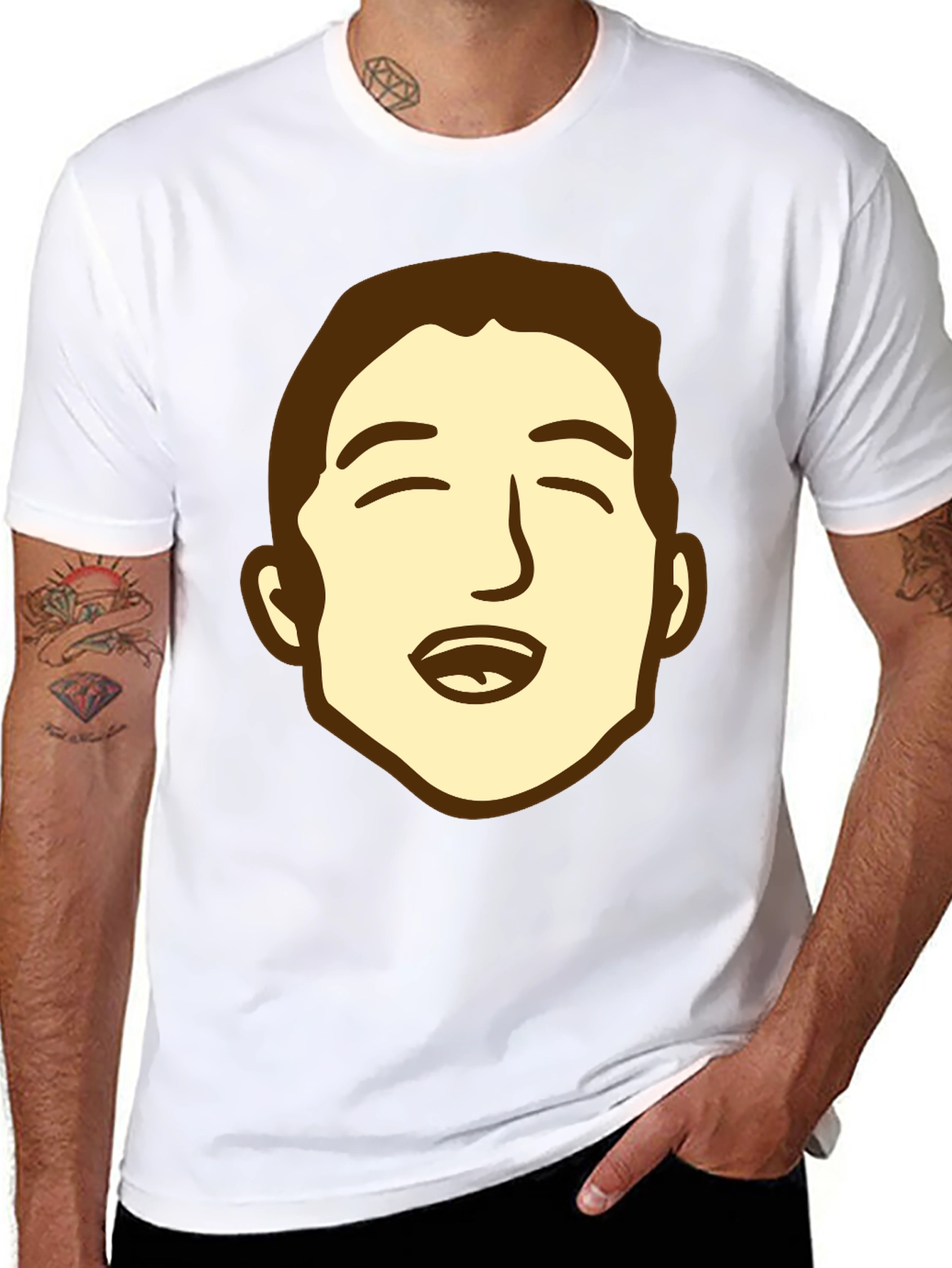 Cartoon Face Graphic Black Tee