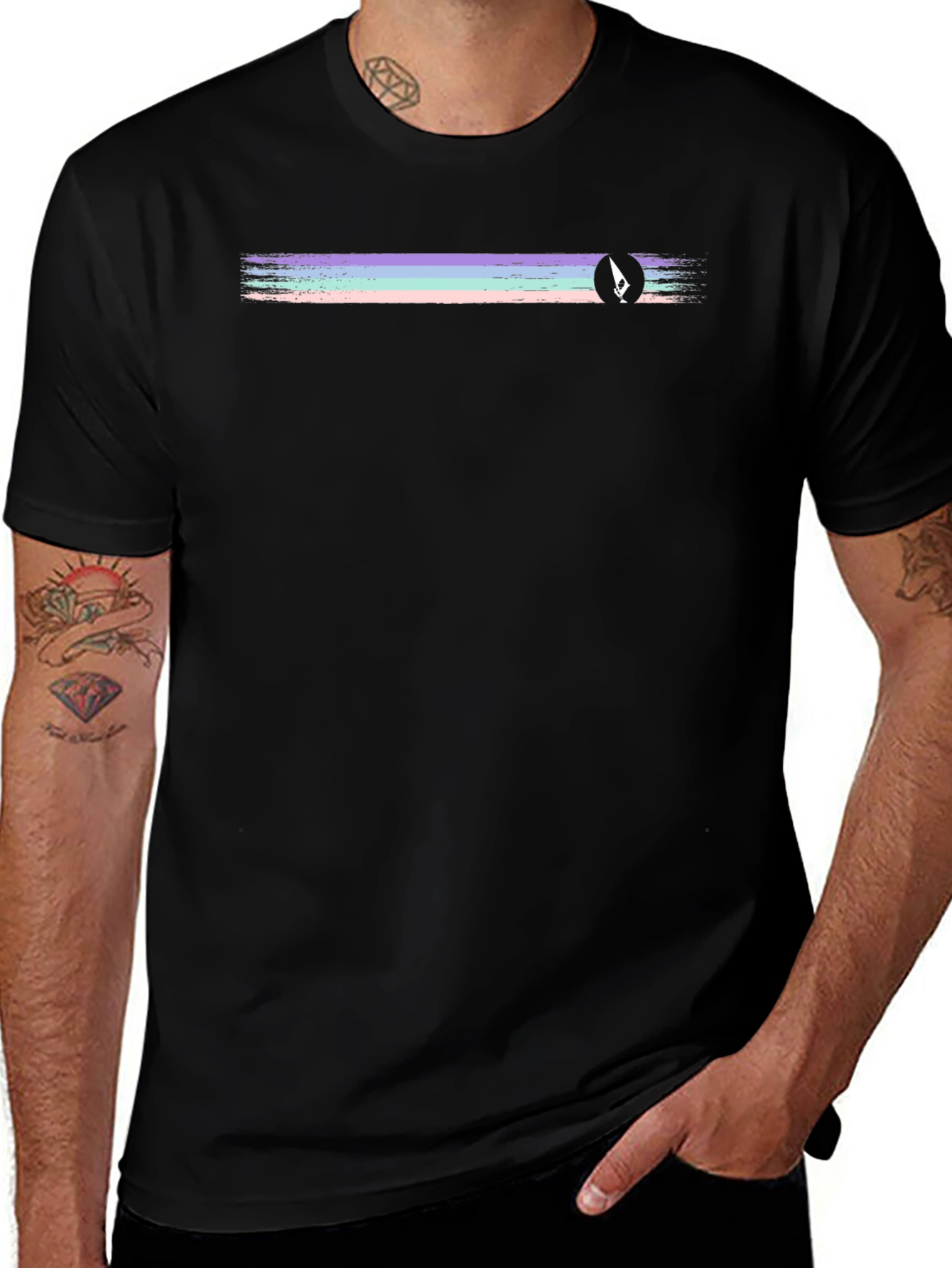 Retro Stripe Black T-Shirt