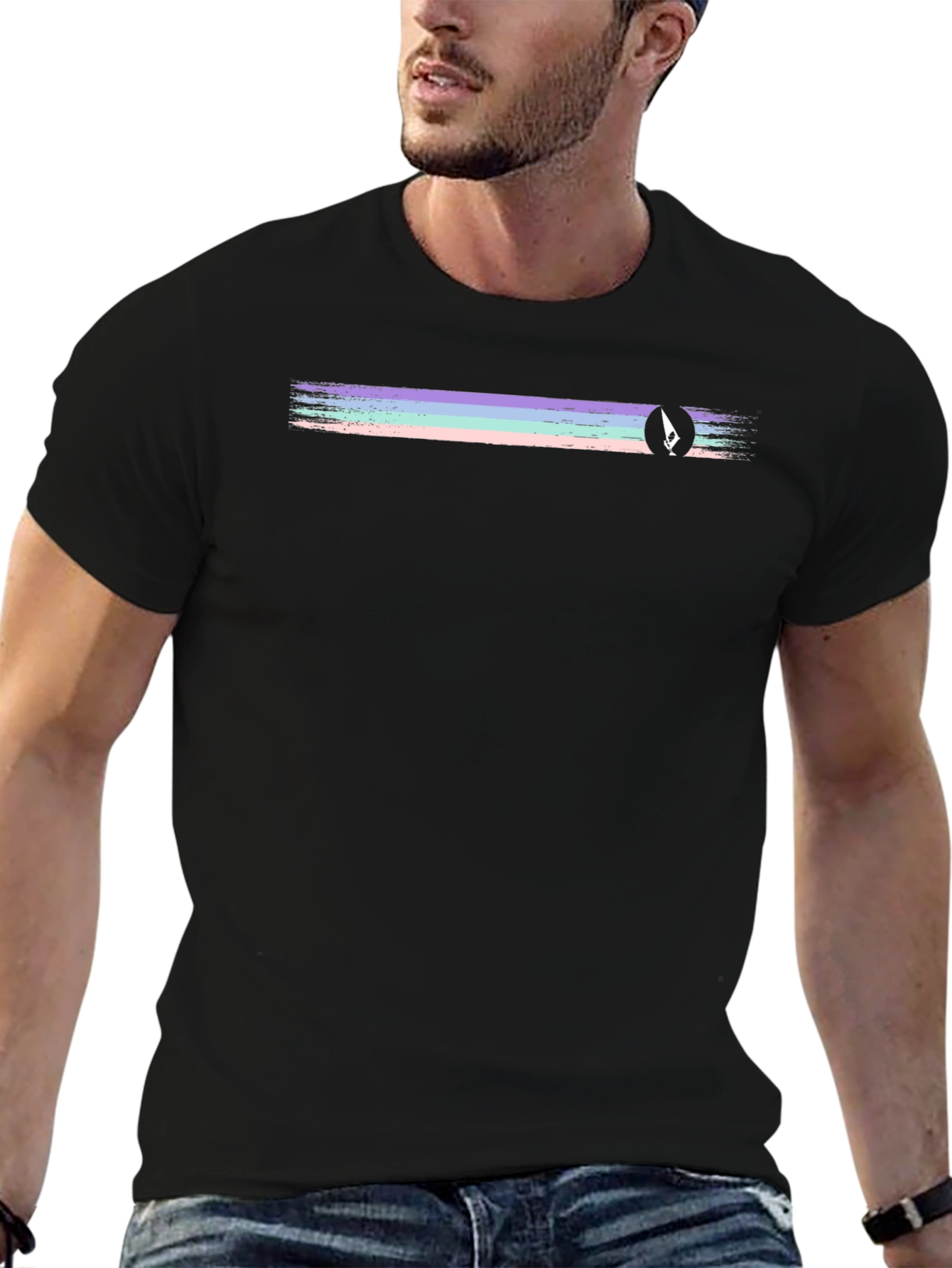 Retro Stripe Black T-Shirt