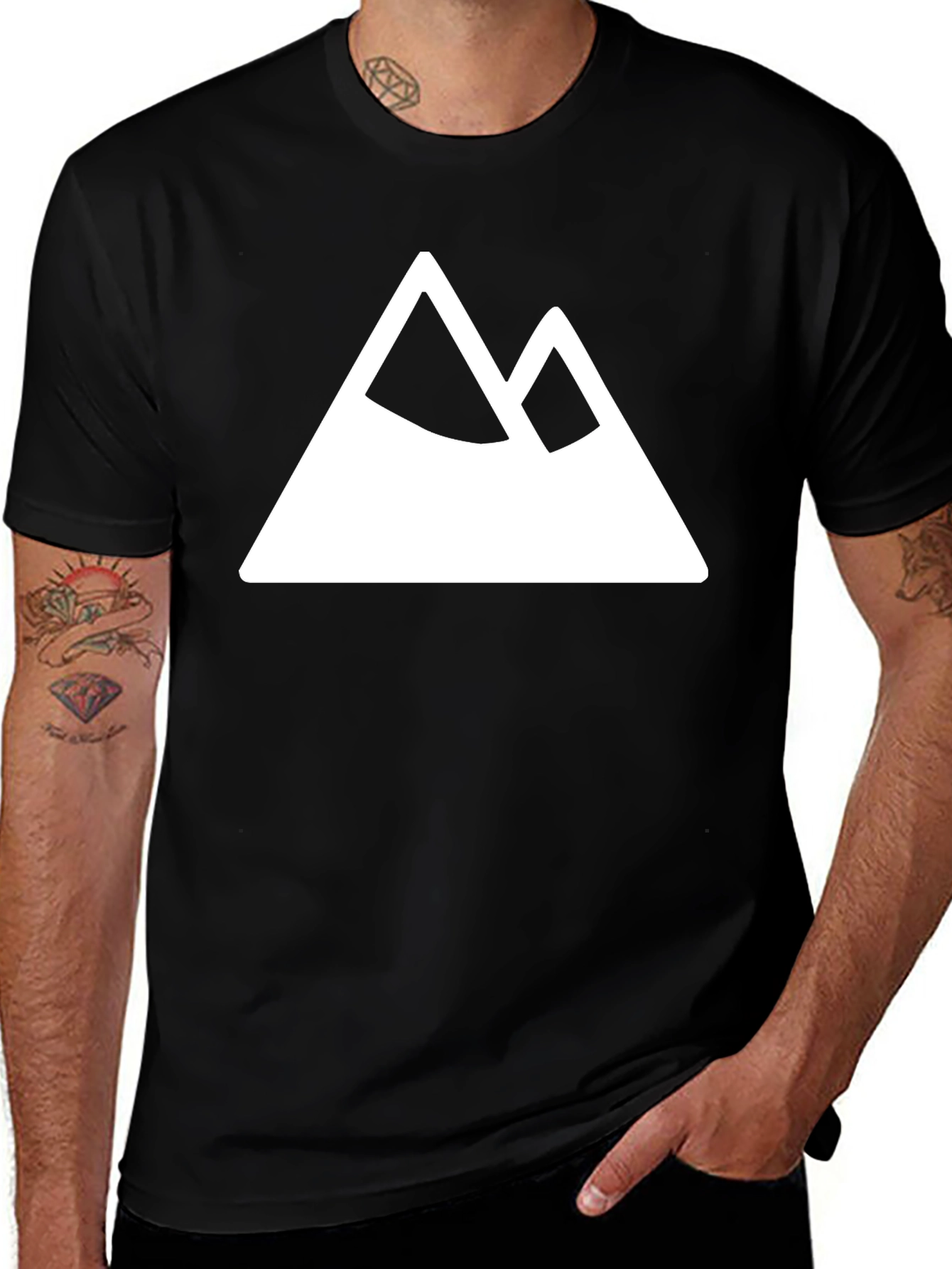 Mountain Peak Graphic Tee - Black Cotton