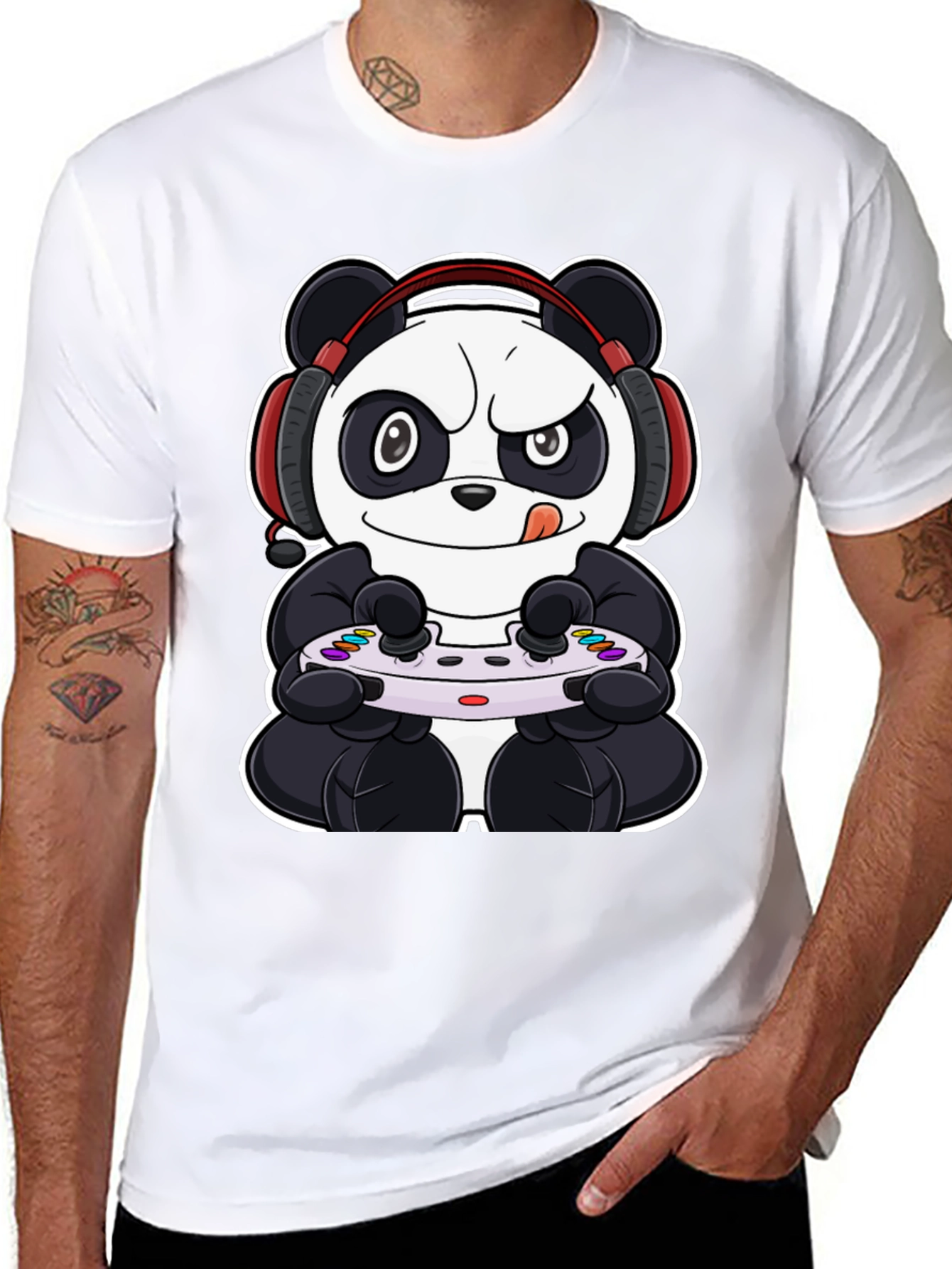 Gamer Panda Black T-Shirt